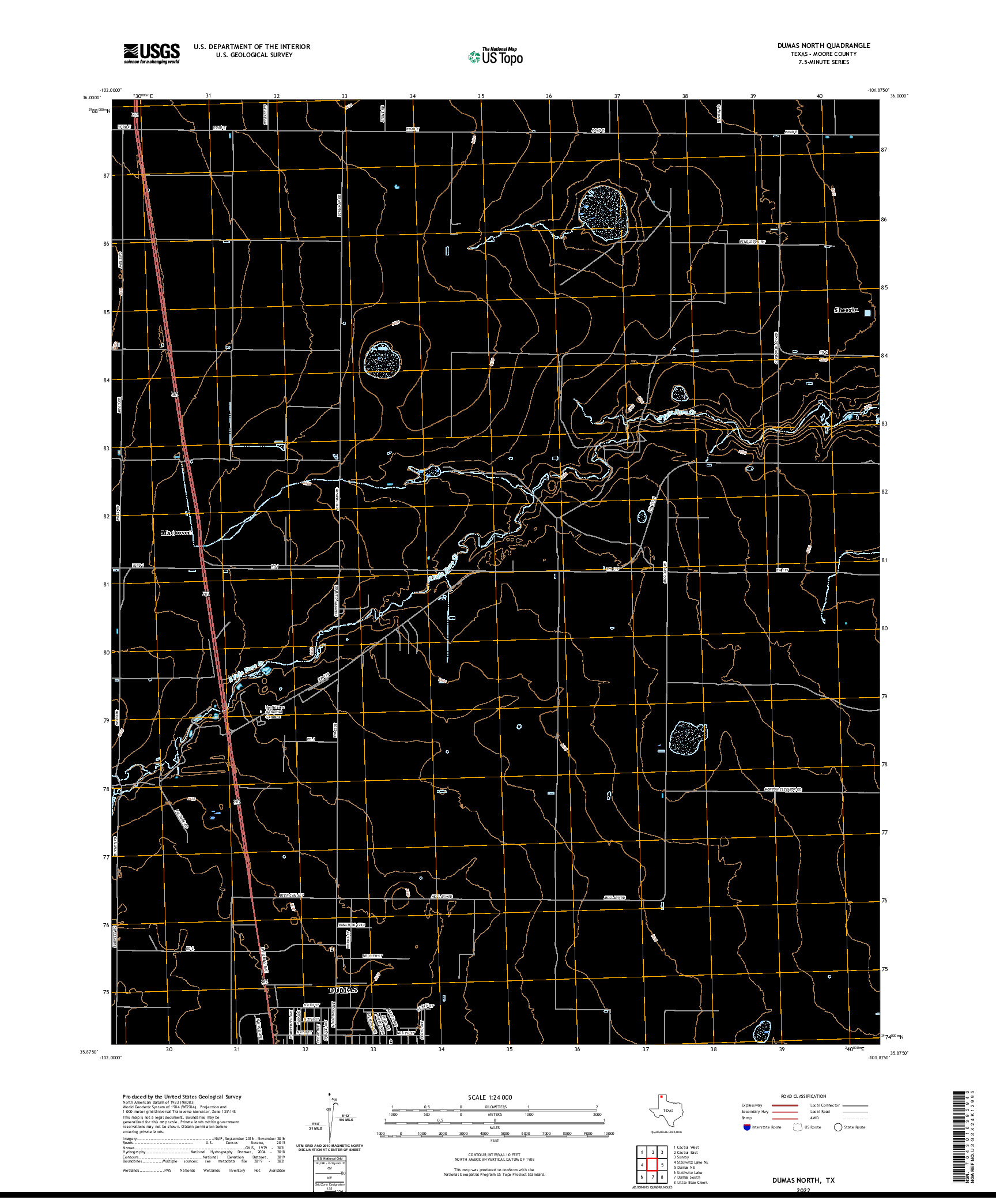 US TOPO 7.5-MINUTE MAP FOR DUMAS NORTH, TX
