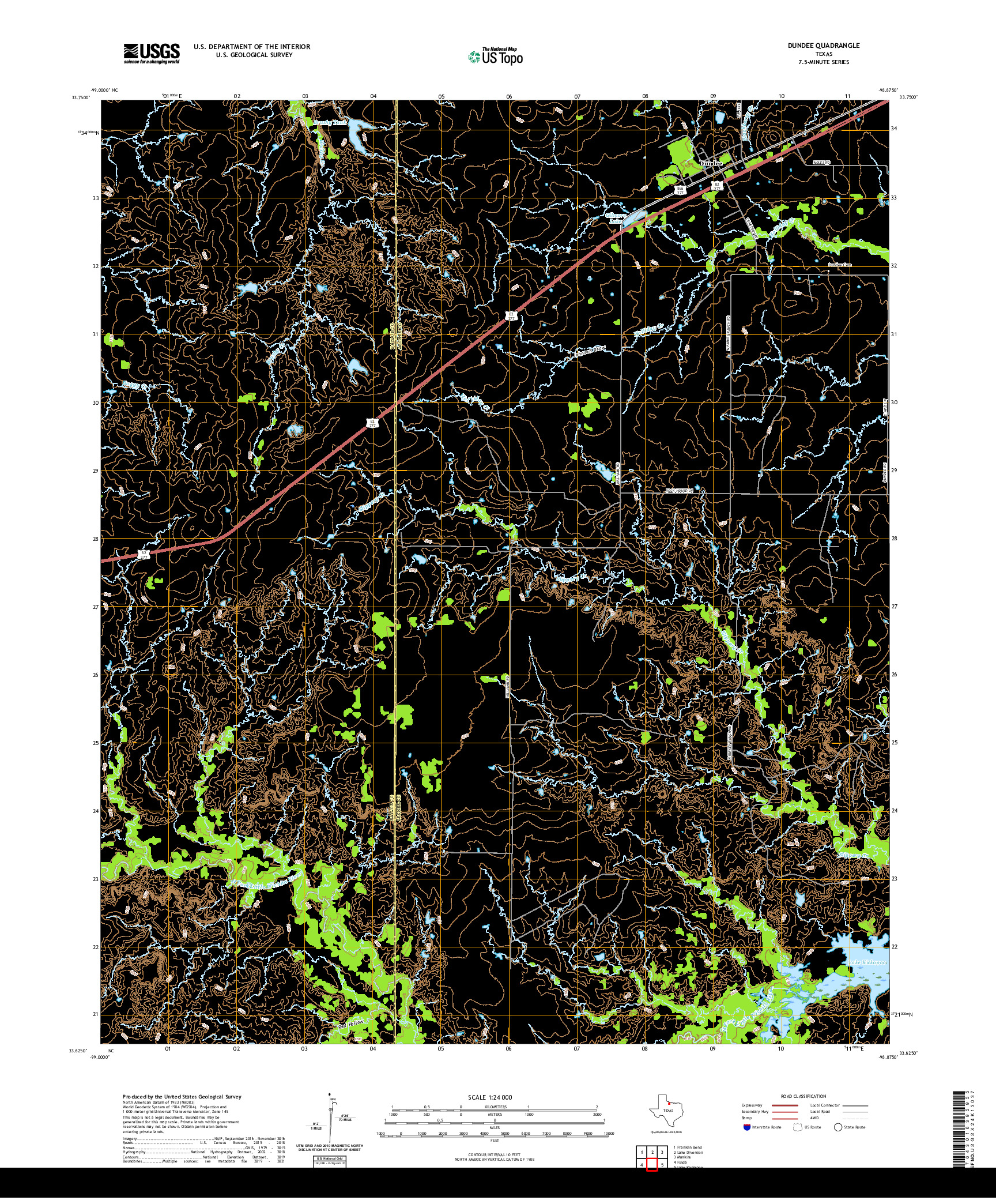 US TOPO 7.5-MINUTE MAP FOR DUNDEE, TX