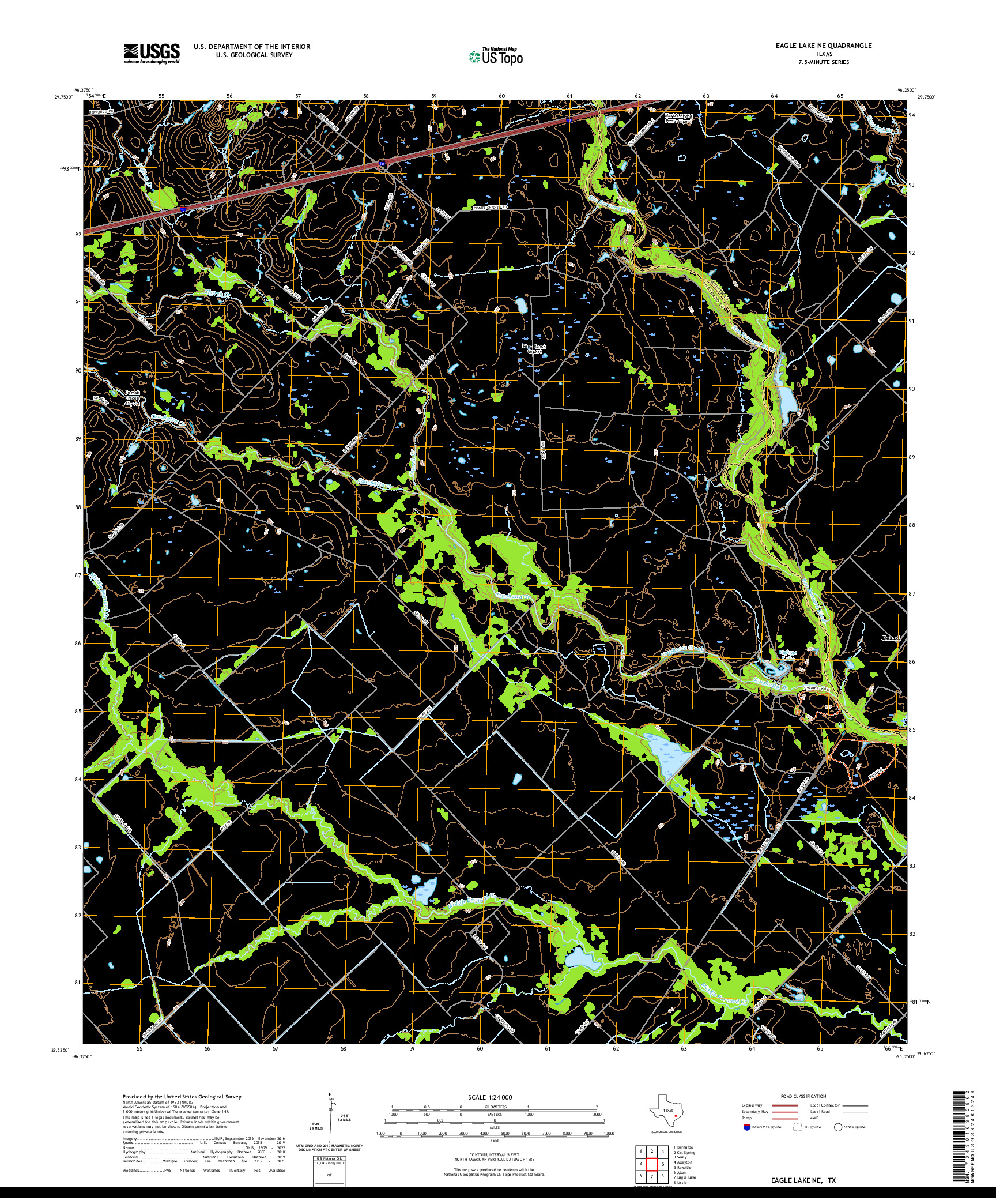 US TOPO 7.5-MINUTE MAP FOR EAGLE LAKE NE, TX