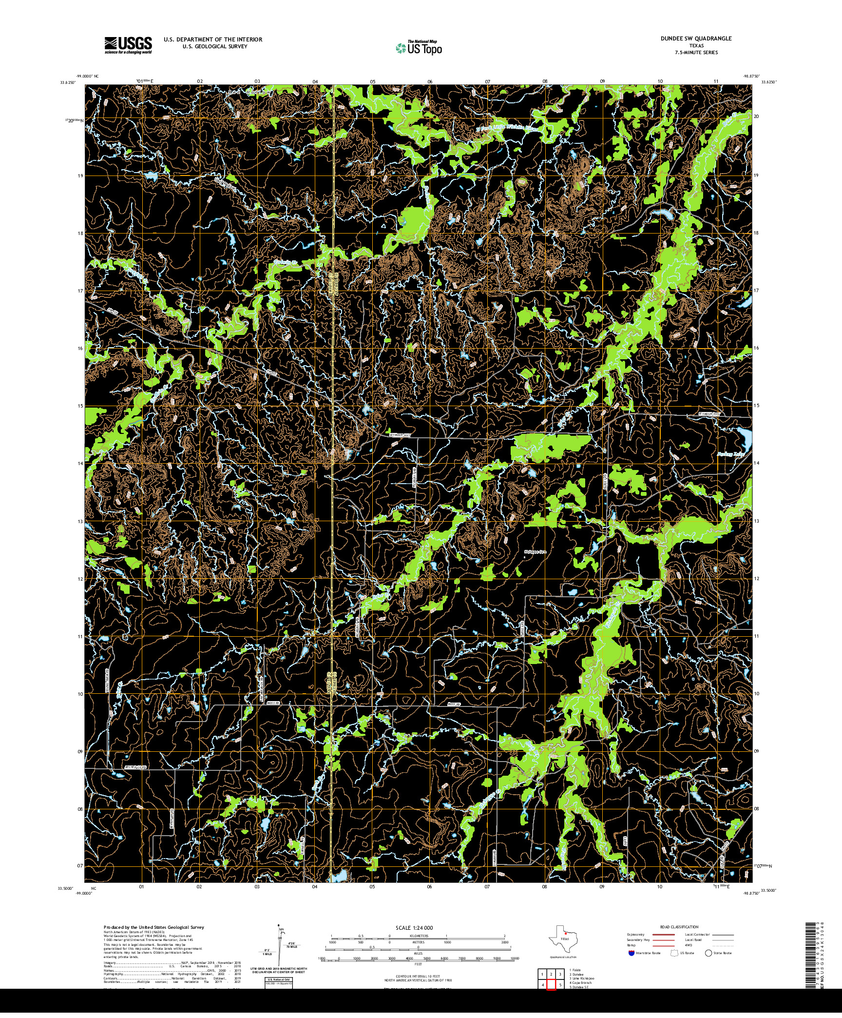 US TOPO 7.5-MINUTE MAP FOR DUNDEE SW, TX