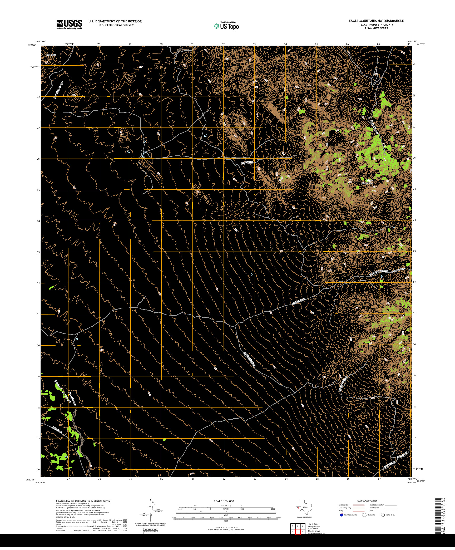 US TOPO 7.5-MINUTE MAP FOR EAGLE MOUNTAINS NW, TX