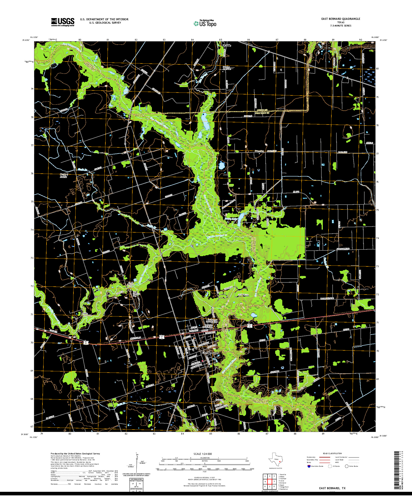 US TOPO 7.5-MINUTE MAP FOR EAST BERNARD, TX