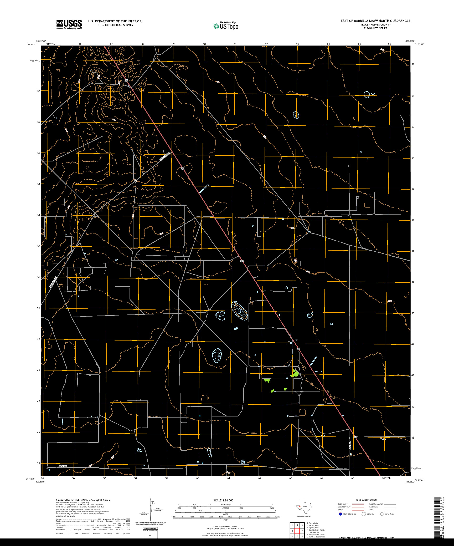 US TOPO 7.5-MINUTE MAP FOR EAST OF BARRILLA DRAW NORTH, TX