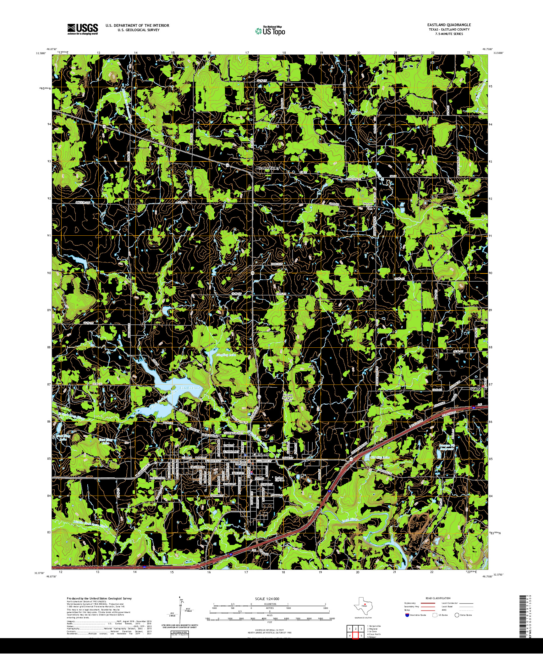 US TOPO 7.5-MINUTE MAP FOR EASTLAND, TX