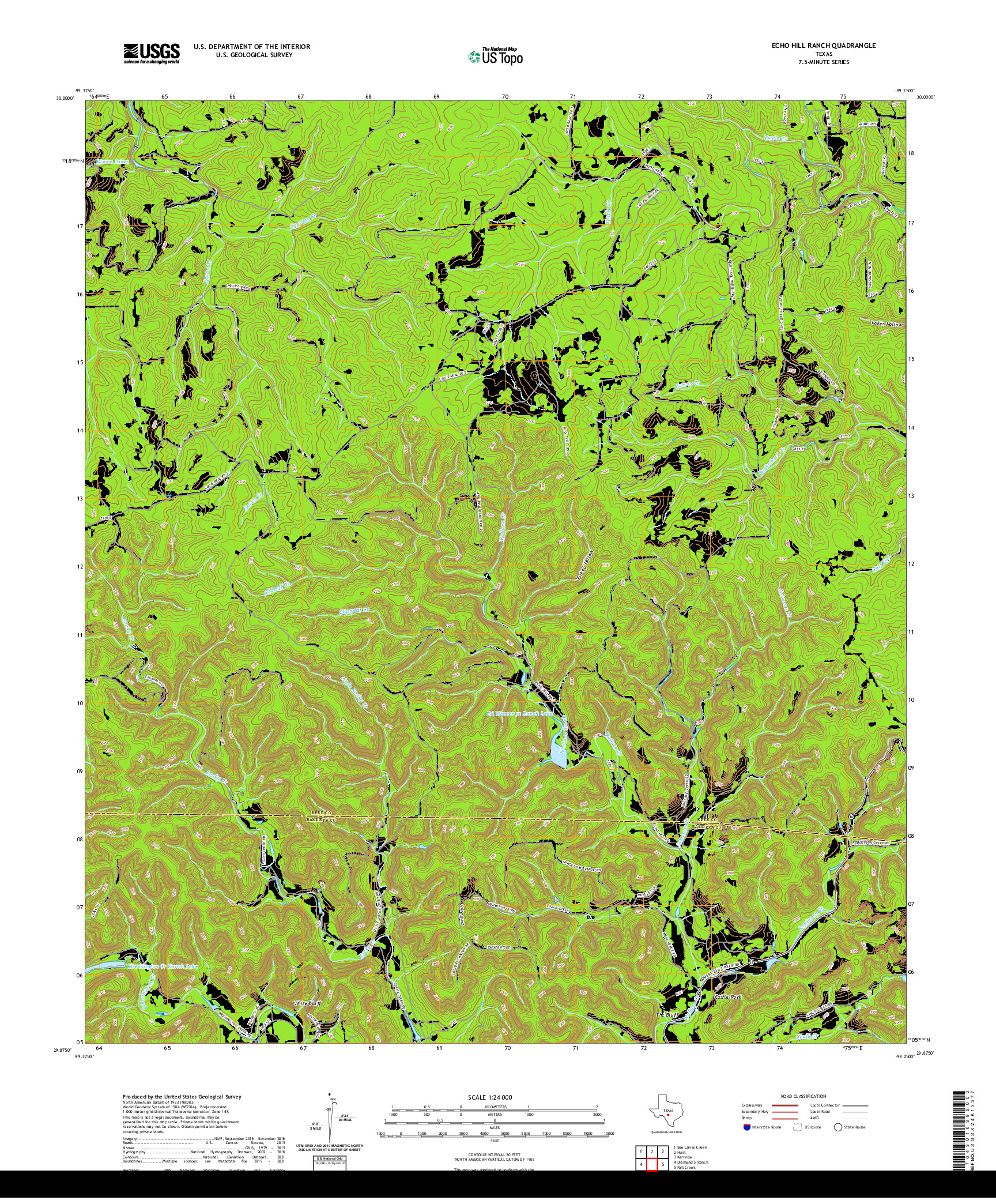 US TOPO 7.5-MINUTE MAP FOR ECHO HILL RANCH, TX