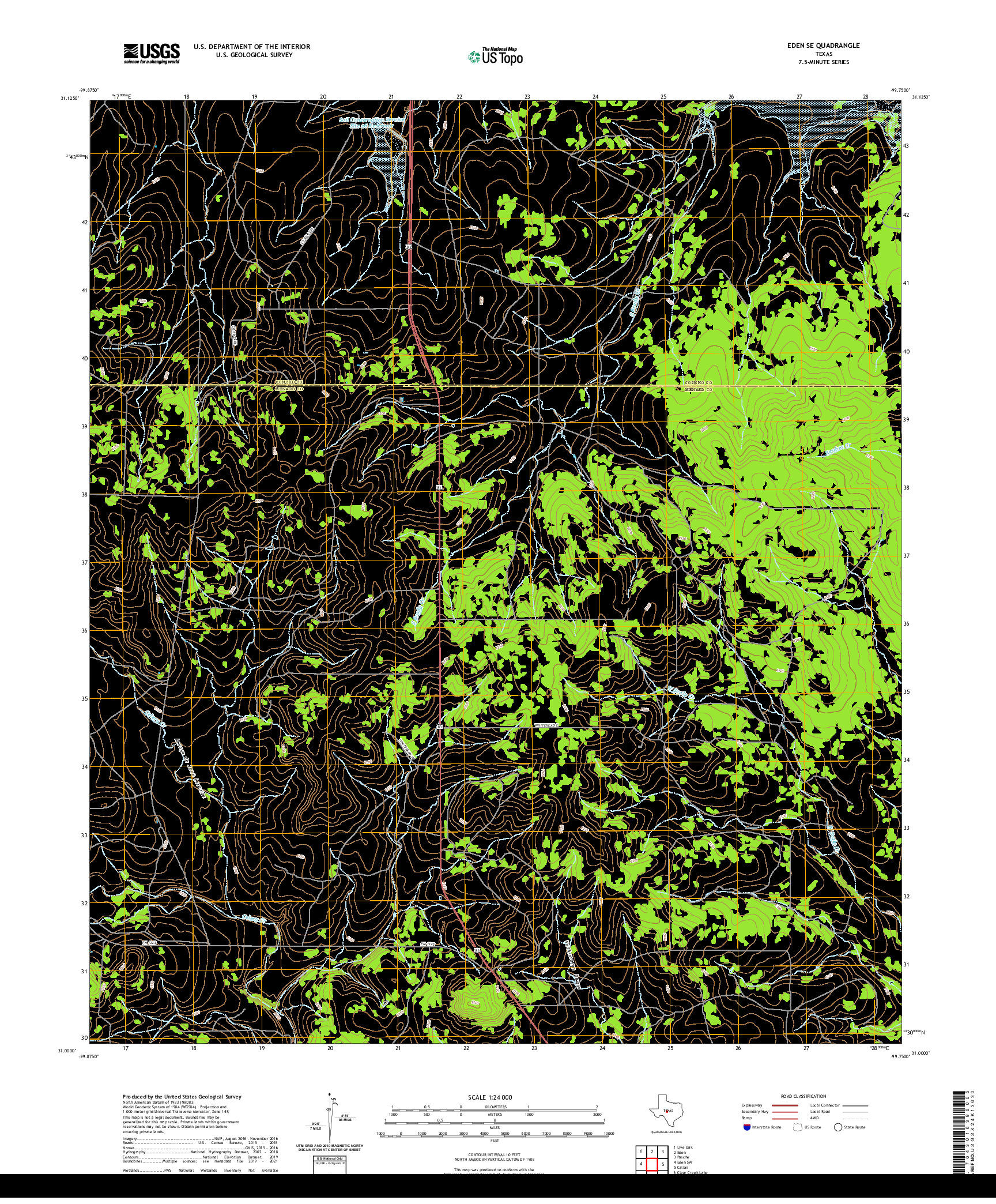 US TOPO 7.5-MINUTE MAP FOR EDEN SE, TX