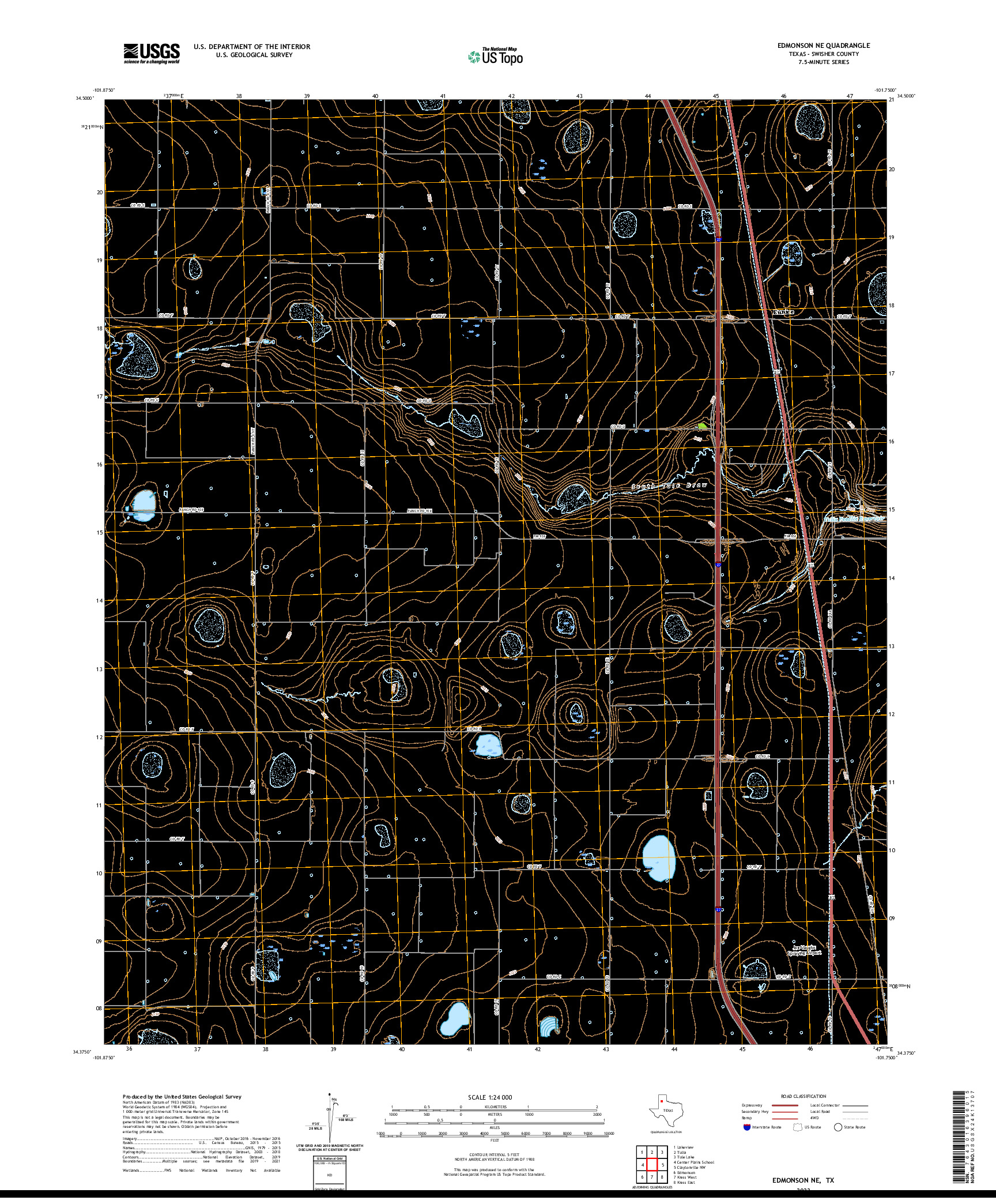 US TOPO 7.5-MINUTE MAP FOR EDMONSON NE, TX