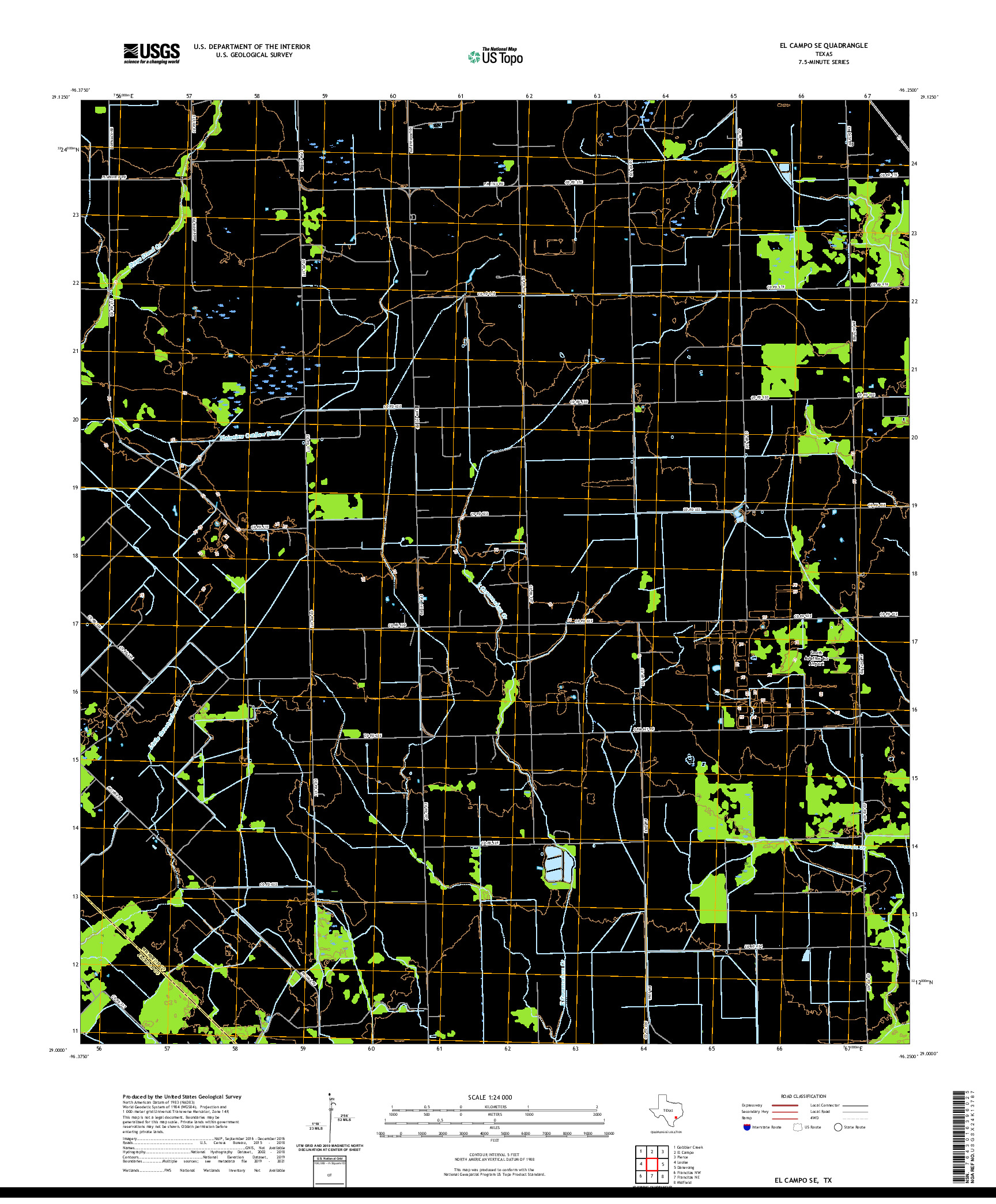 US TOPO 7.5-MINUTE MAP FOR EL CAMPO SE, TX