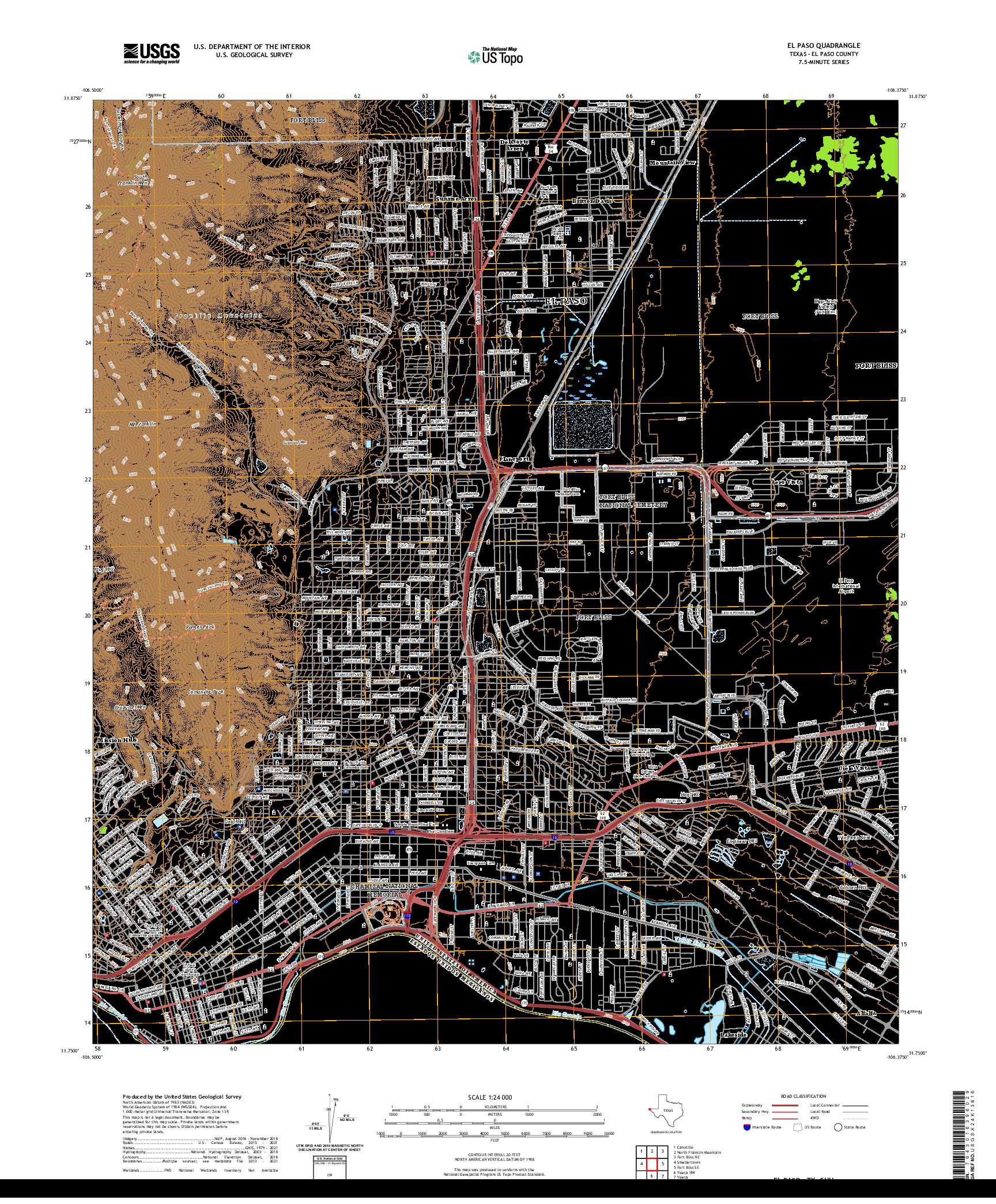 US TOPO 7.5-MINUTE MAP FOR EL PASO, TX,CHH