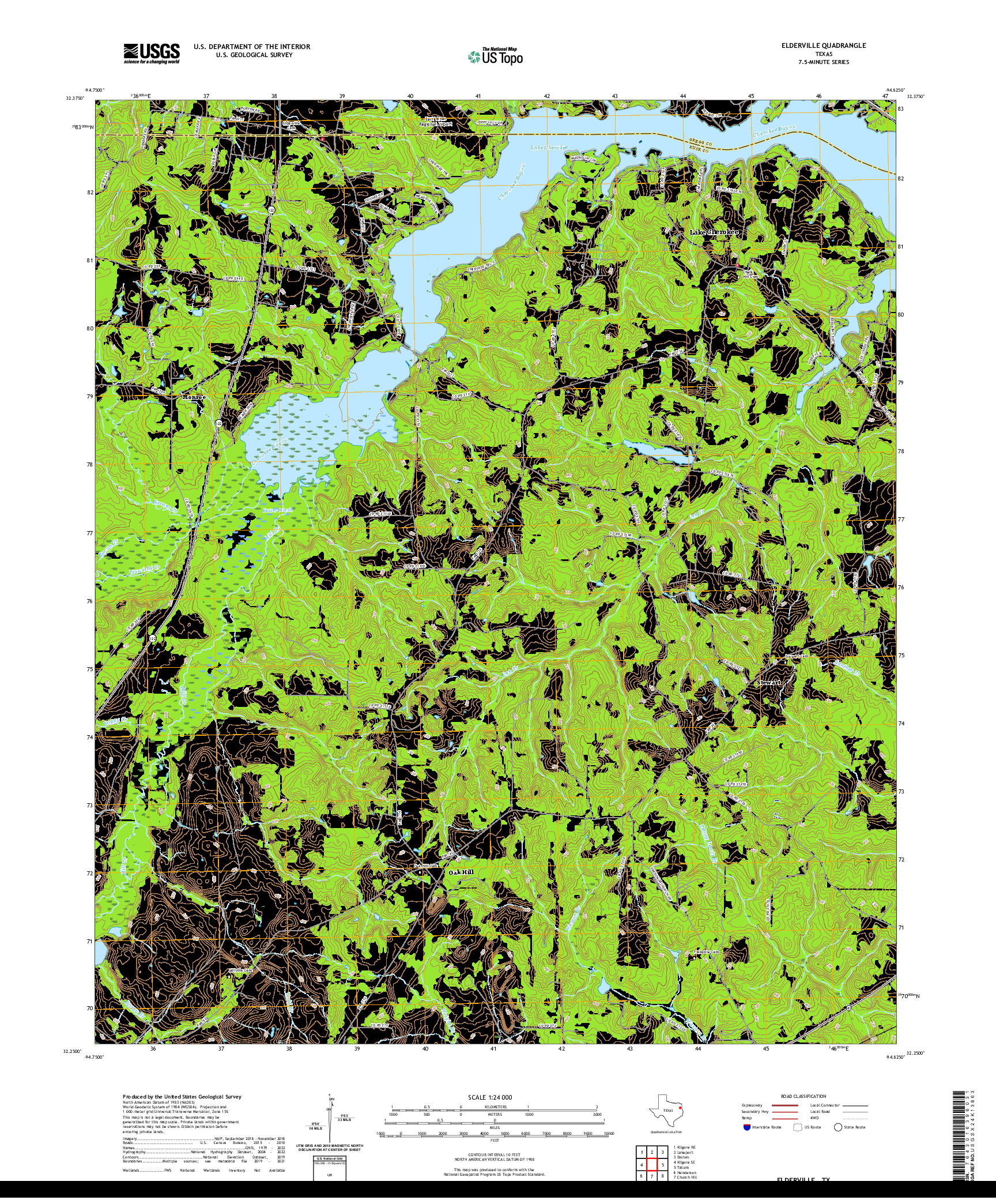 US TOPO 7.5-MINUTE MAP FOR ELDERVILLE, TX