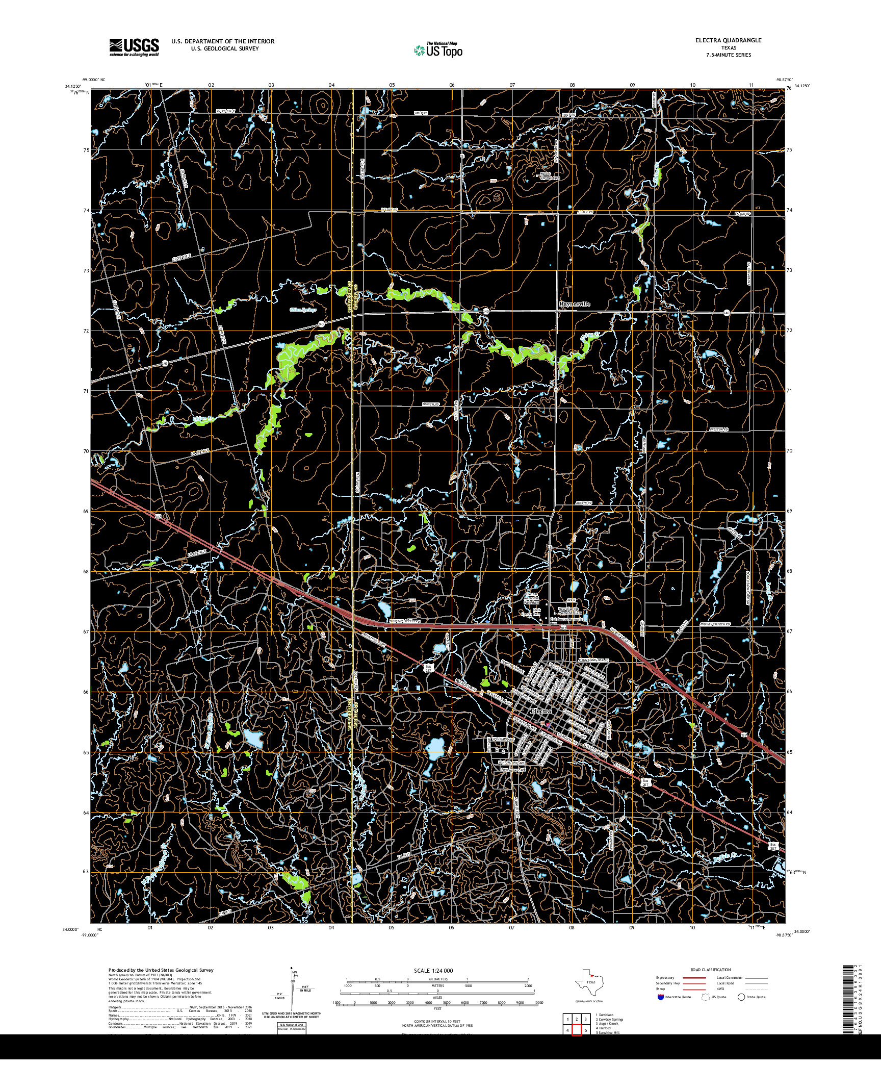 US TOPO 7.5-MINUTE MAP FOR ELECTRA, TX