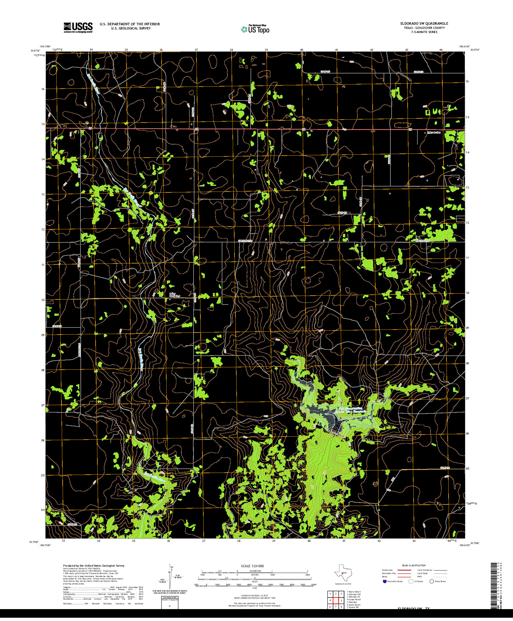 US TOPO 7.5-MINUTE MAP FOR ELDORADO SW, TX