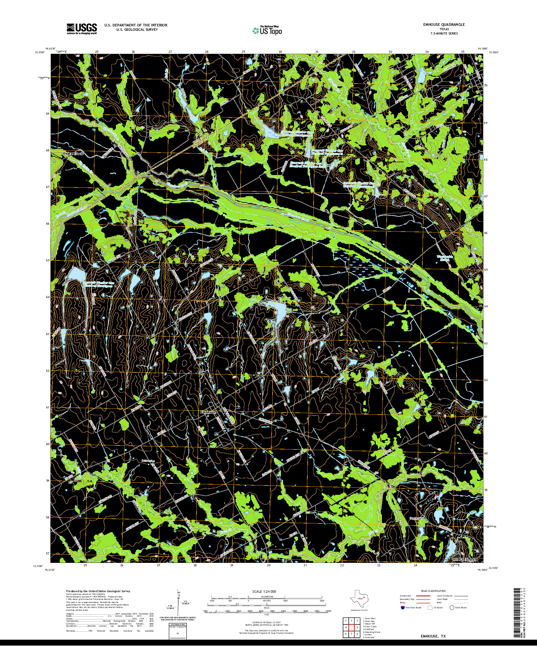 US TOPO 7.5-MINUTE MAP FOR EMHOUSE, TX