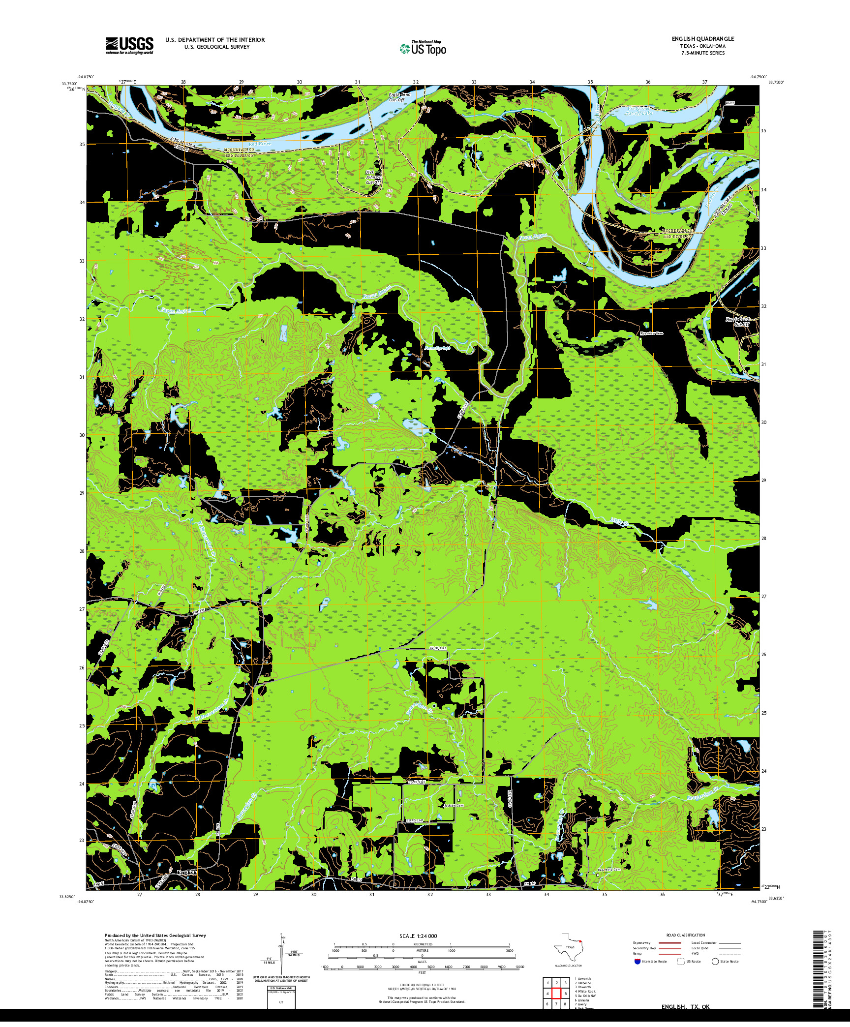 US TOPO 7.5-MINUTE MAP FOR ENGLISH, TX,OK