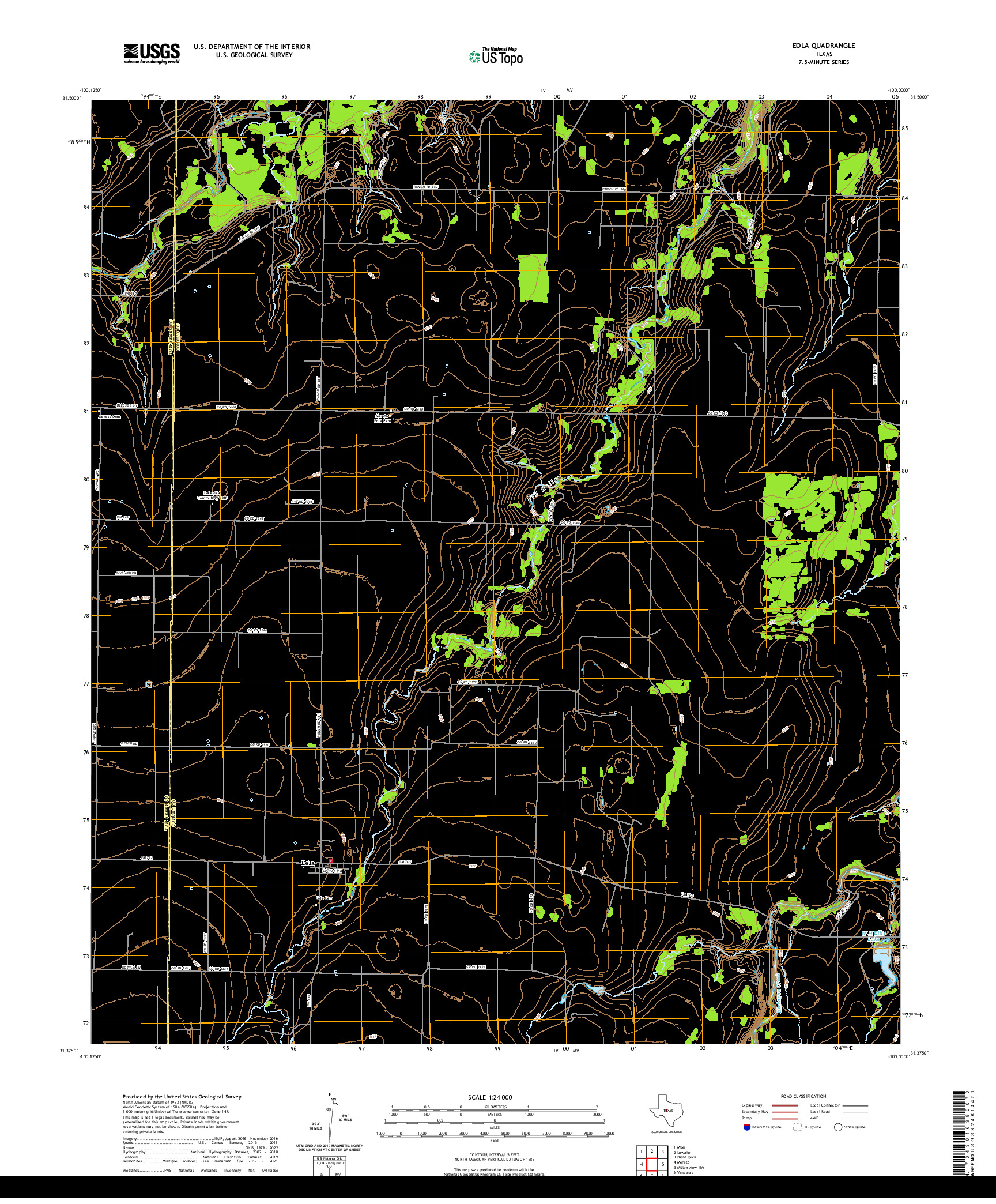 US TOPO 7.5-MINUTE MAP FOR EOLA, TX