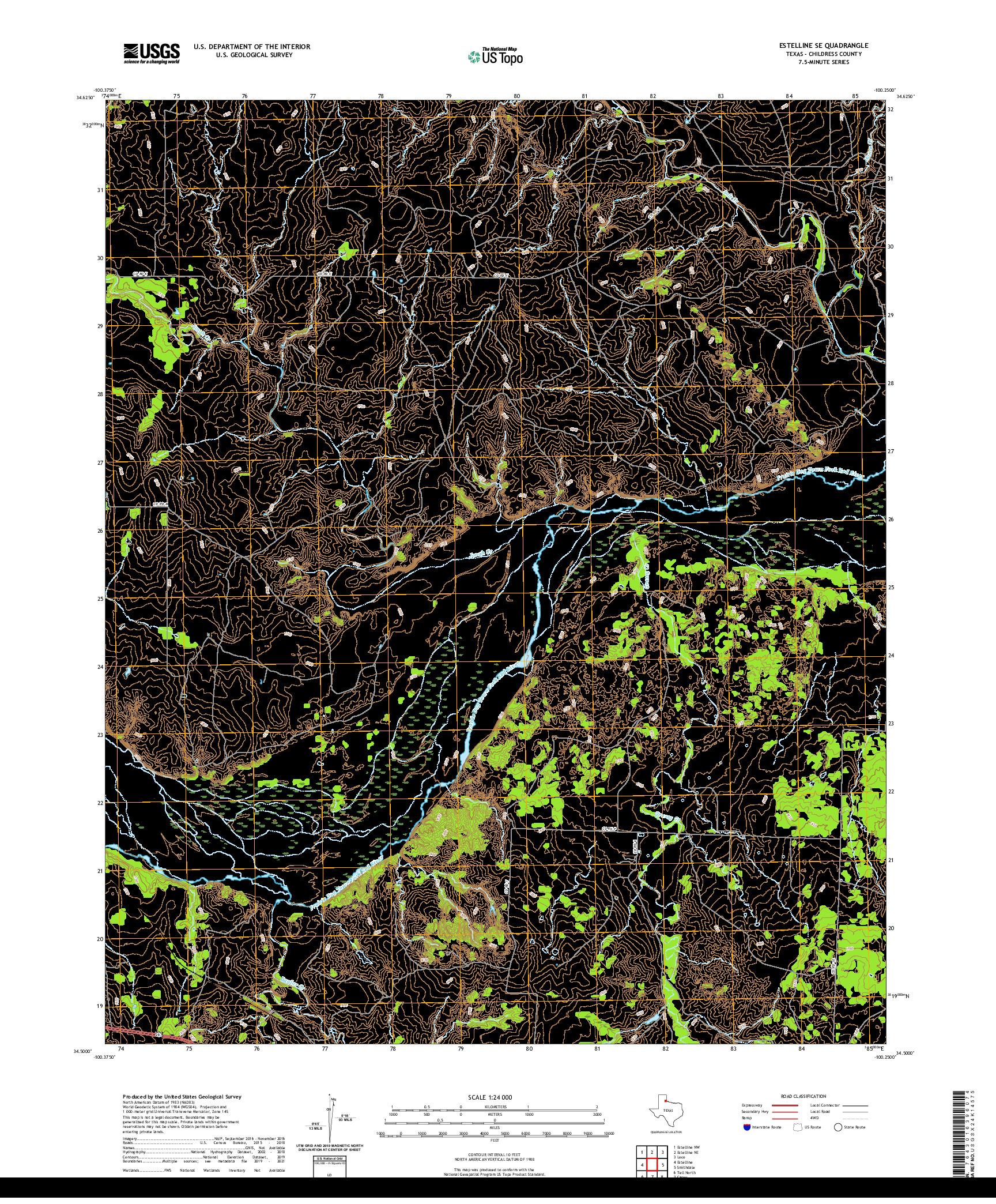 US TOPO 7.5-MINUTE MAP FOR ESTELLINE SE, TX