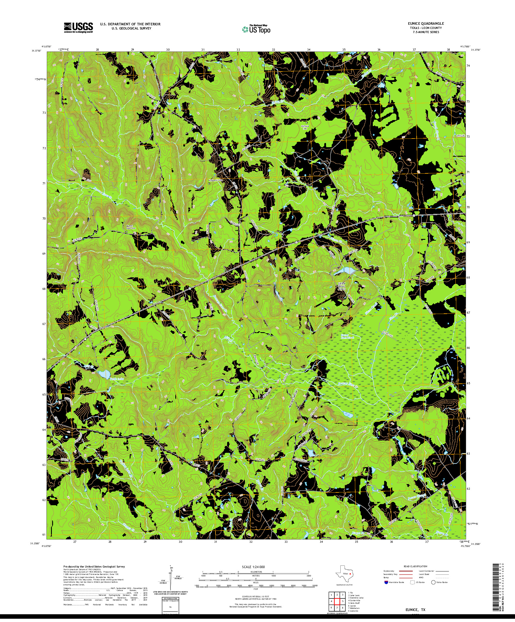 US TOPO 7.5-MINUTE MAP FOR EUNICE, TX