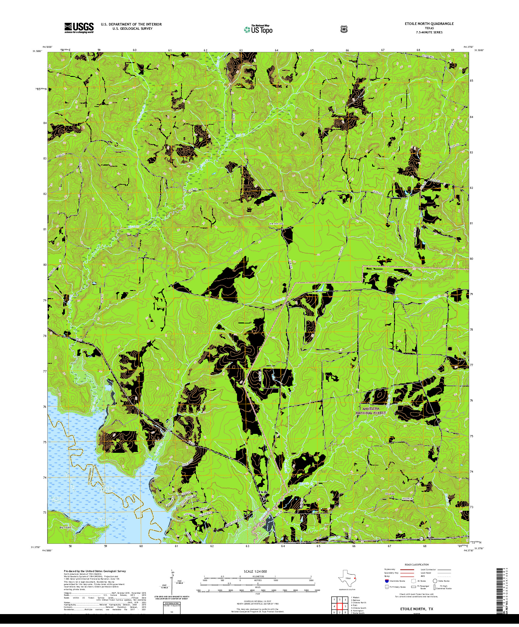 US TOPO 7.5-MINUTE MAP FOR ETOILE NORTH, TX