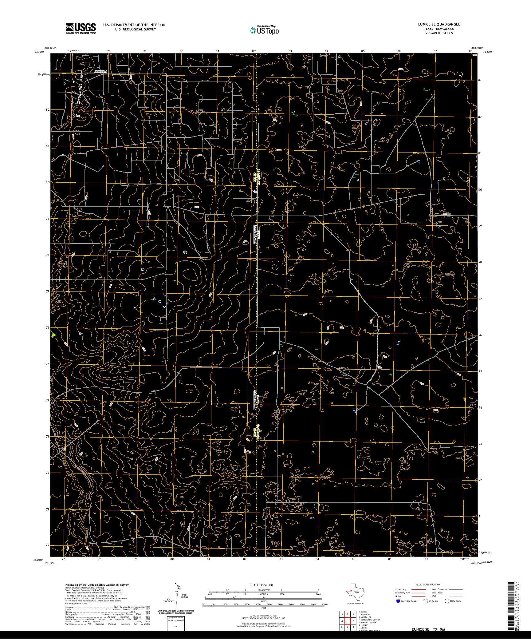 US TOPO 7.5-MINUTE MAP FOR EUNICE SE, TX,NM