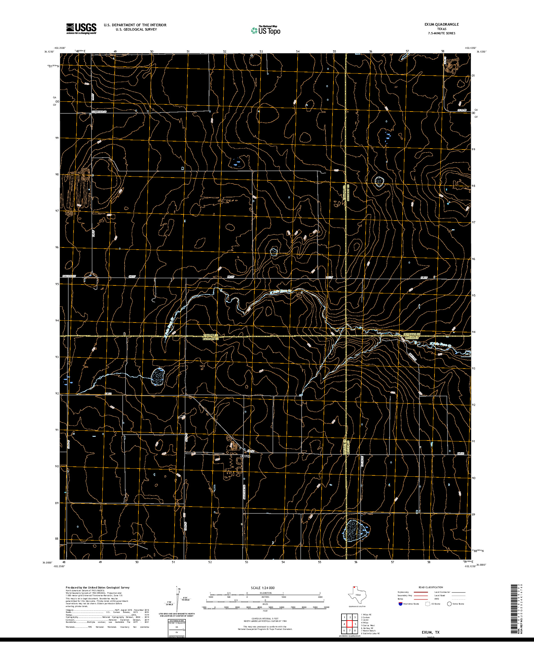 US TOPO 7.5-MINUTE MAP FOR EXUM, TX