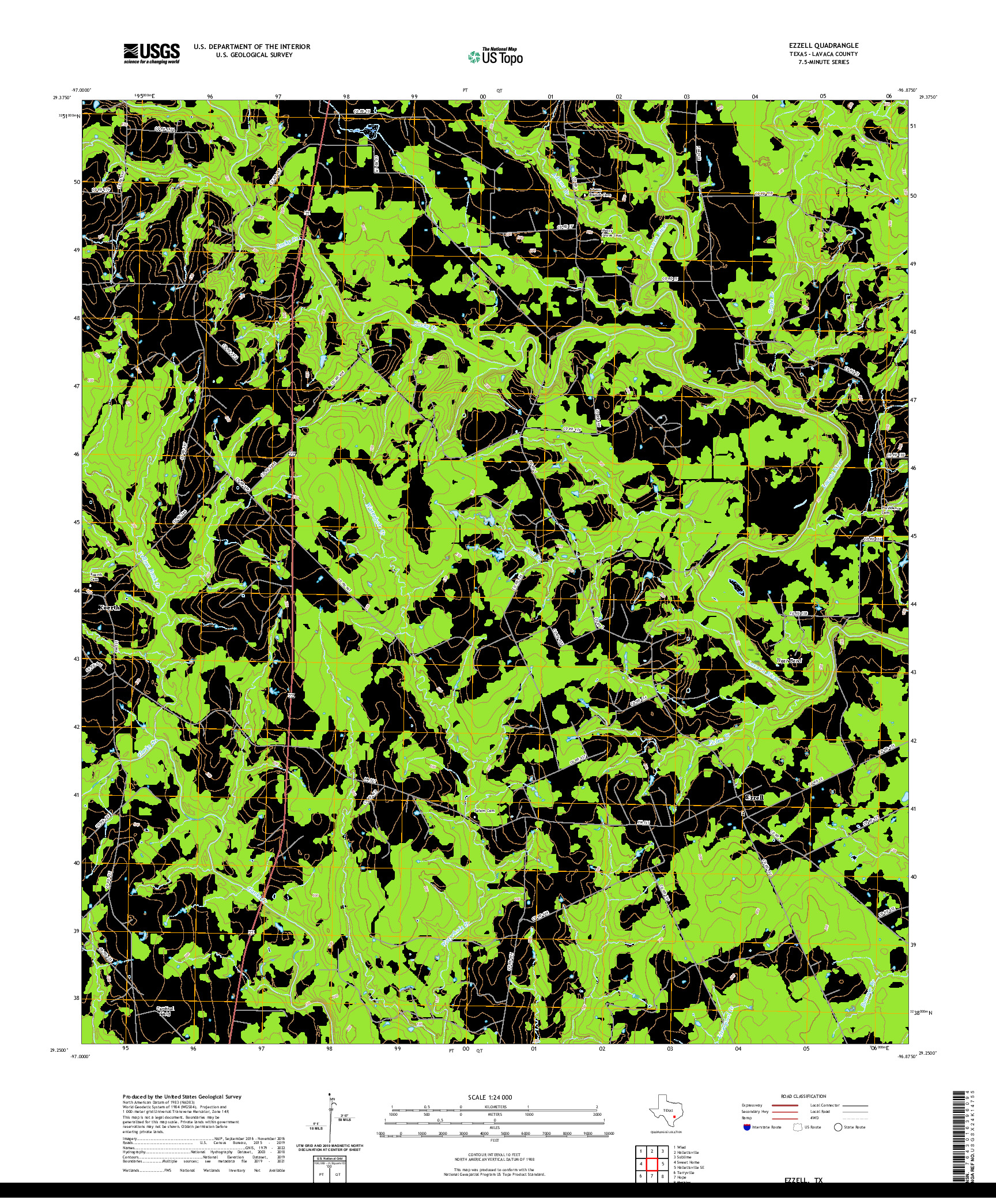 US TOPO 7.5-MINUTE MAP FOR EZZELL, TX