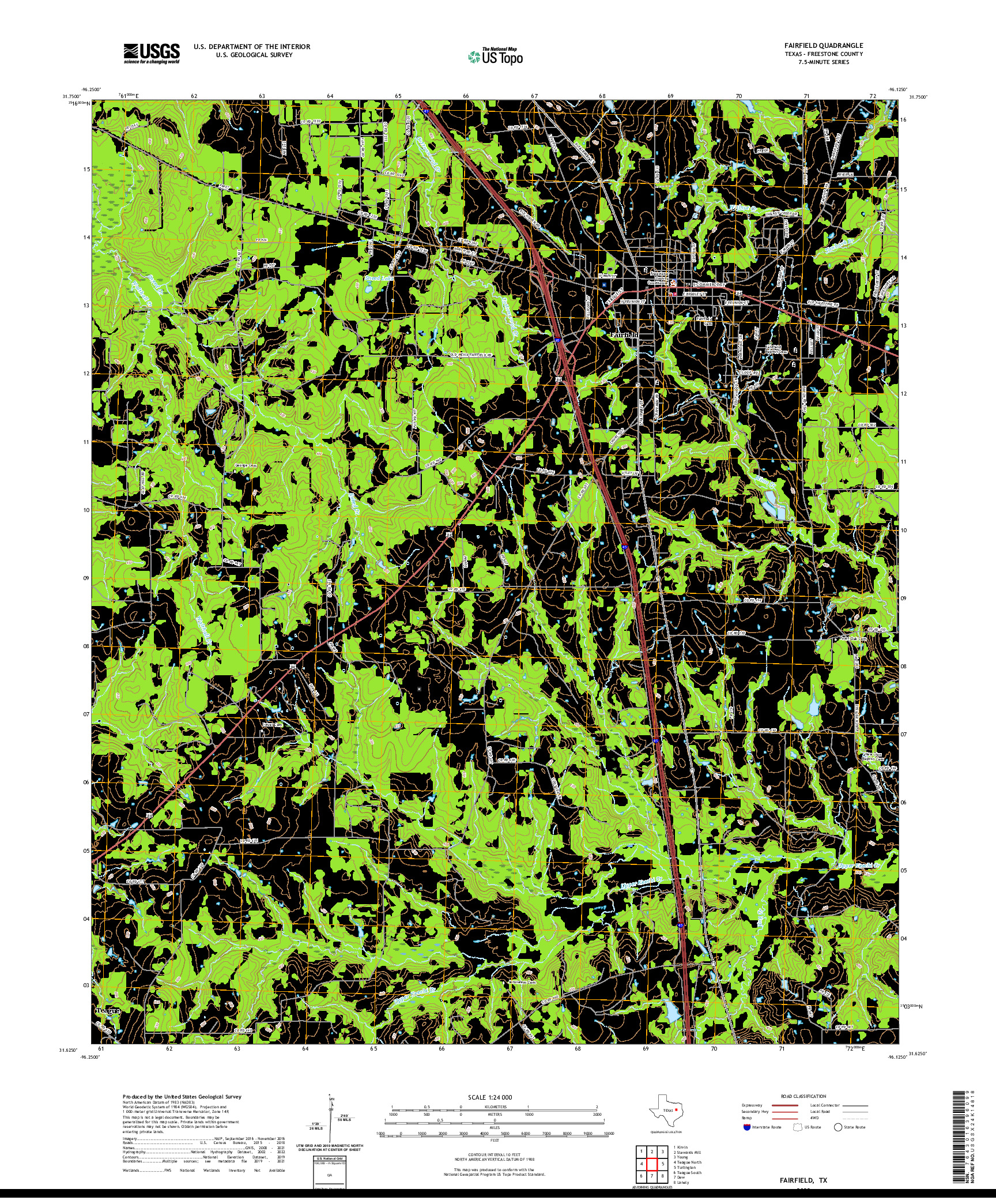 US TOPO 7.5-MINUTE MAP FOR FAIRFIELD, TX