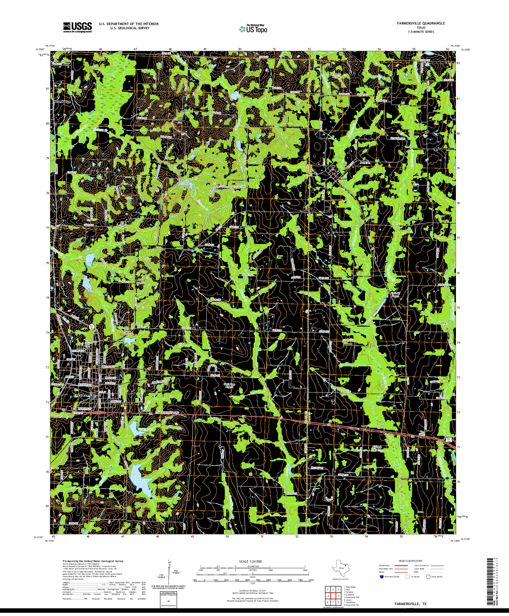 US TOPO 7.5-MINUTE MAP FOR FARMERSVILLE, TX