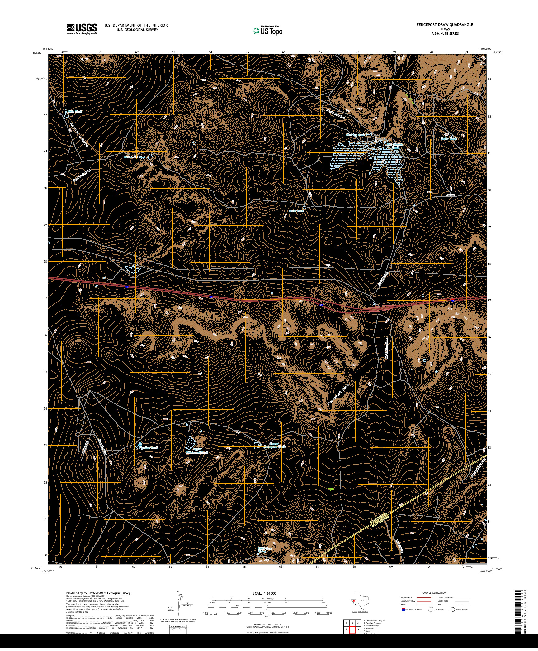 US TOPO 7.5-MINUTE MAP FOR FENCEPOST DRAW, TX