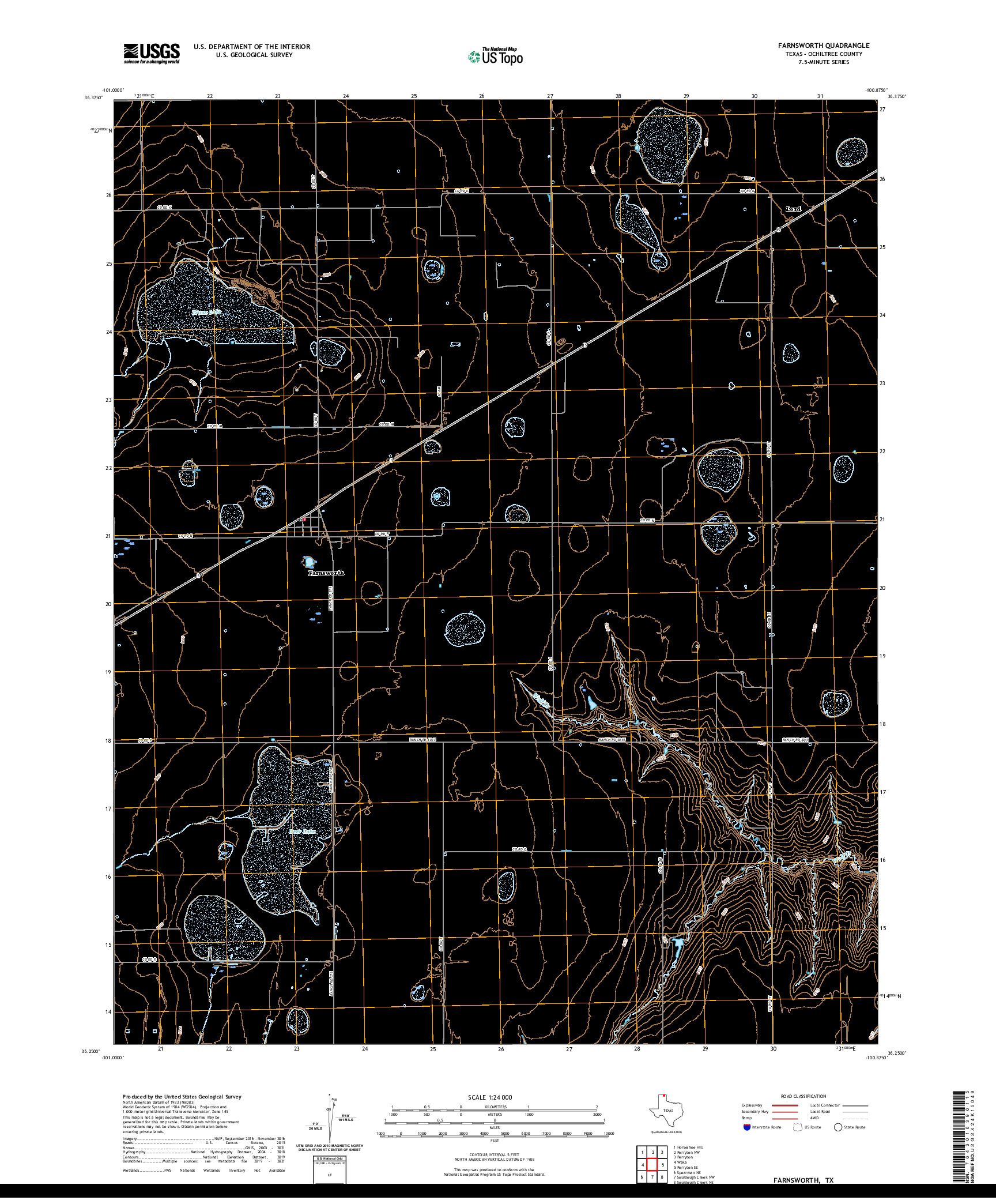 US TOPO 7.5-MINUTE MAP FOR FARNSWORTH, TX