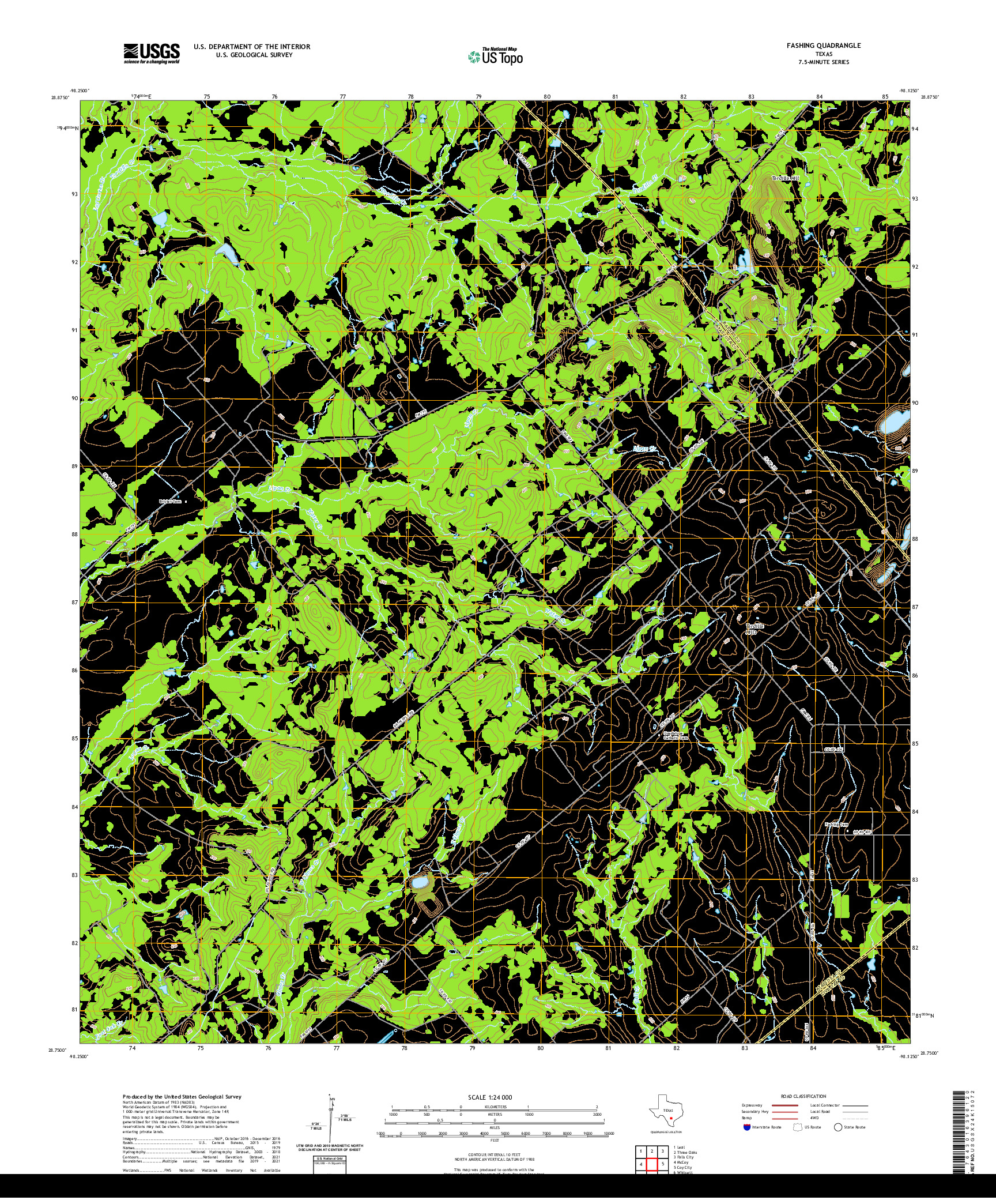 US TOPO 7.5-MINUTE MAP FOR FASHING, TX