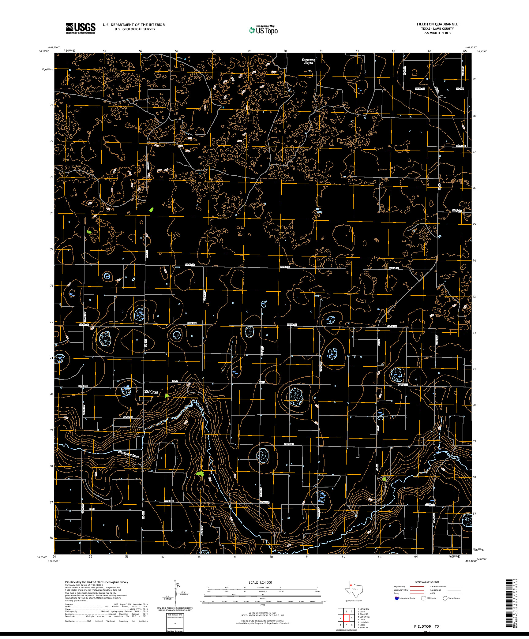 US TOPO 7.5-MINUTE MAP FOR FIELDTON, TX