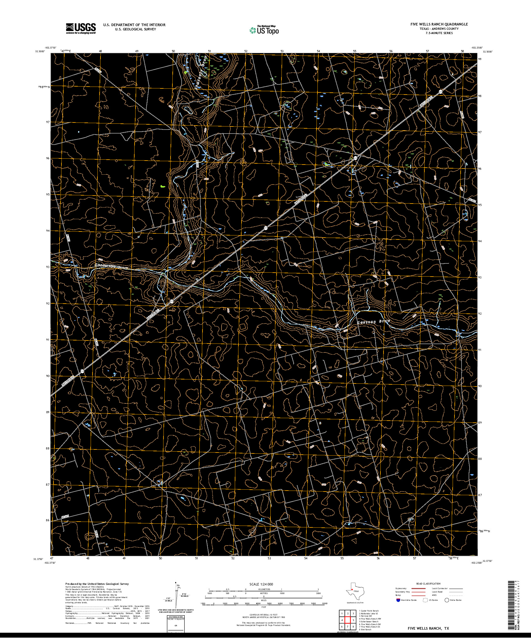 US TOPO 7.5-MINUTE MAP FOR FIVE WELLS RANCH, TX