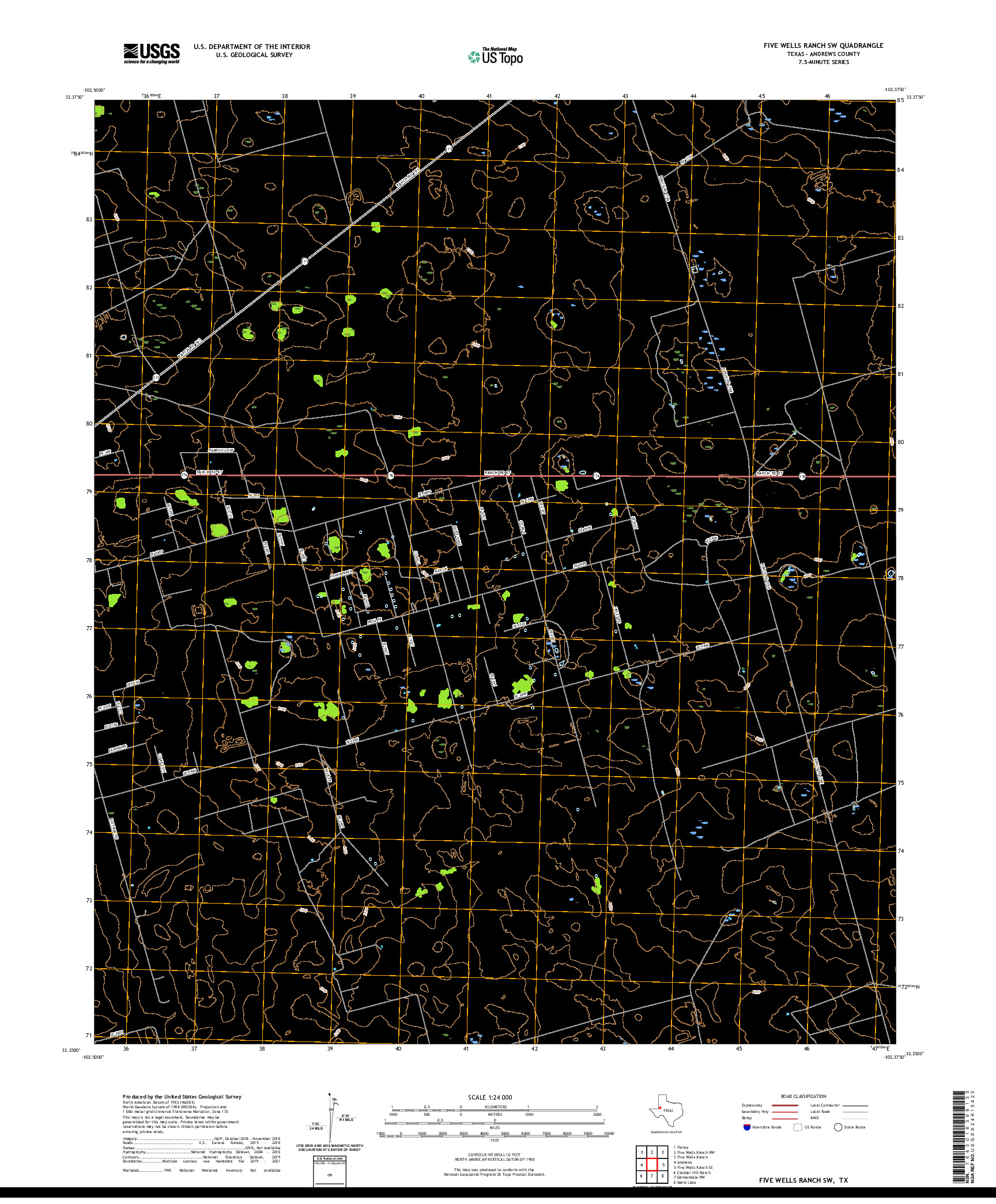 US TOPO 7.5-MINUTE MAP FOR FIVE WELLS RANCH SW, TX