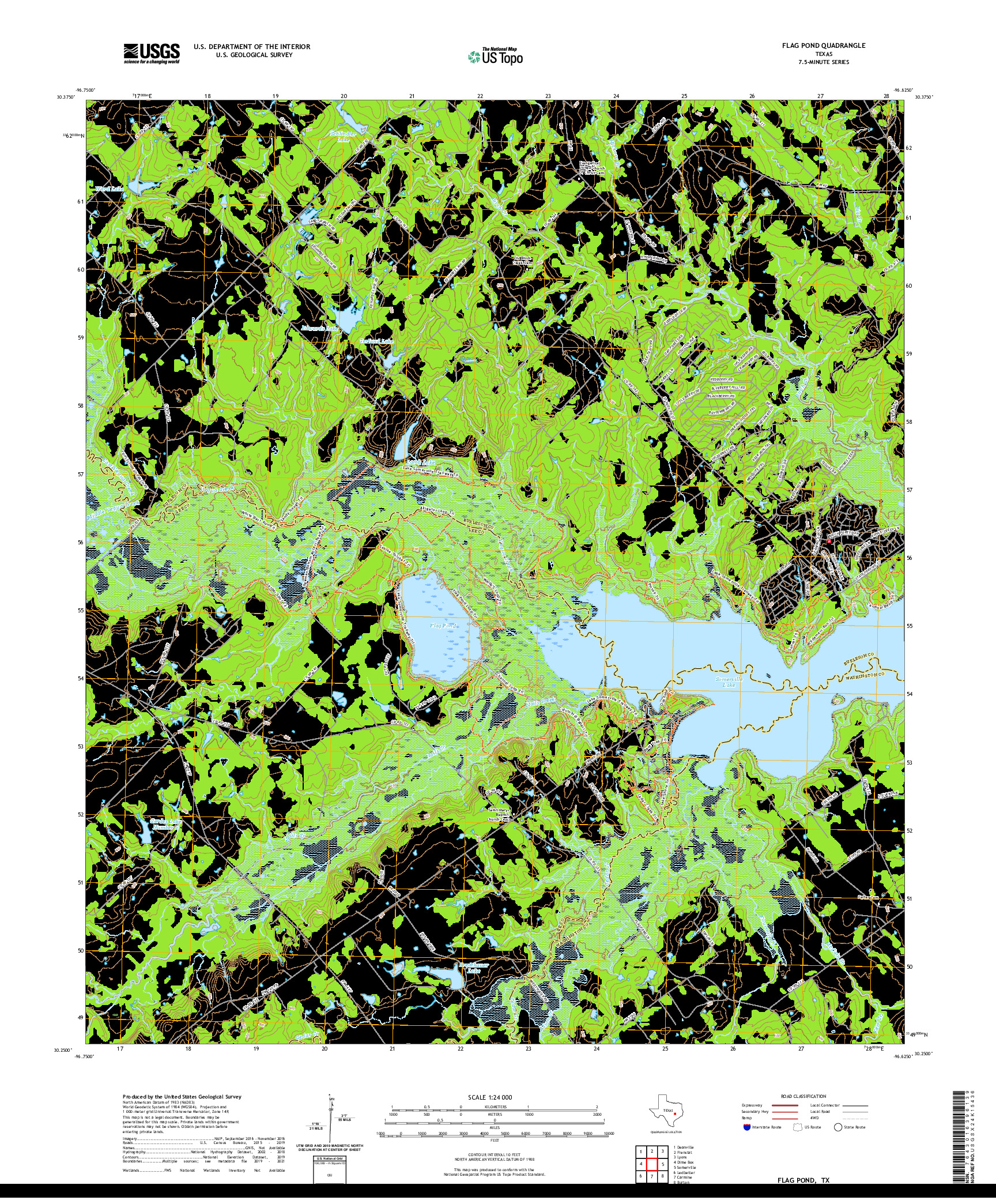 US TOPO 7.5-MINUTE MAP FOR FLAG POND, TX