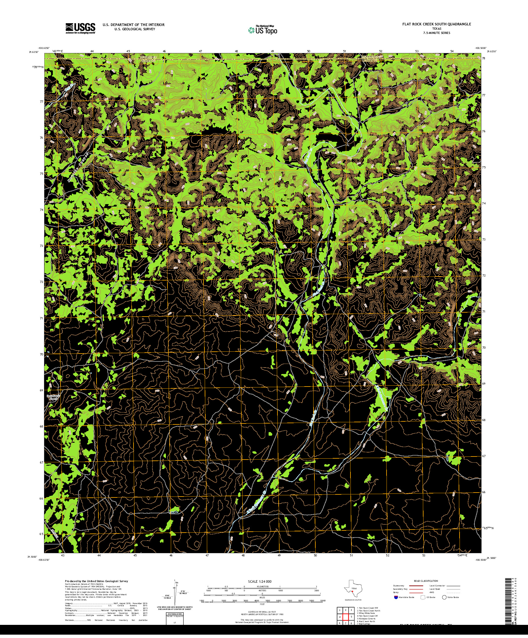 US TOPO 7.5-MINUTE MAP FOR FLAT ROCK CREEK SOUTH, TX