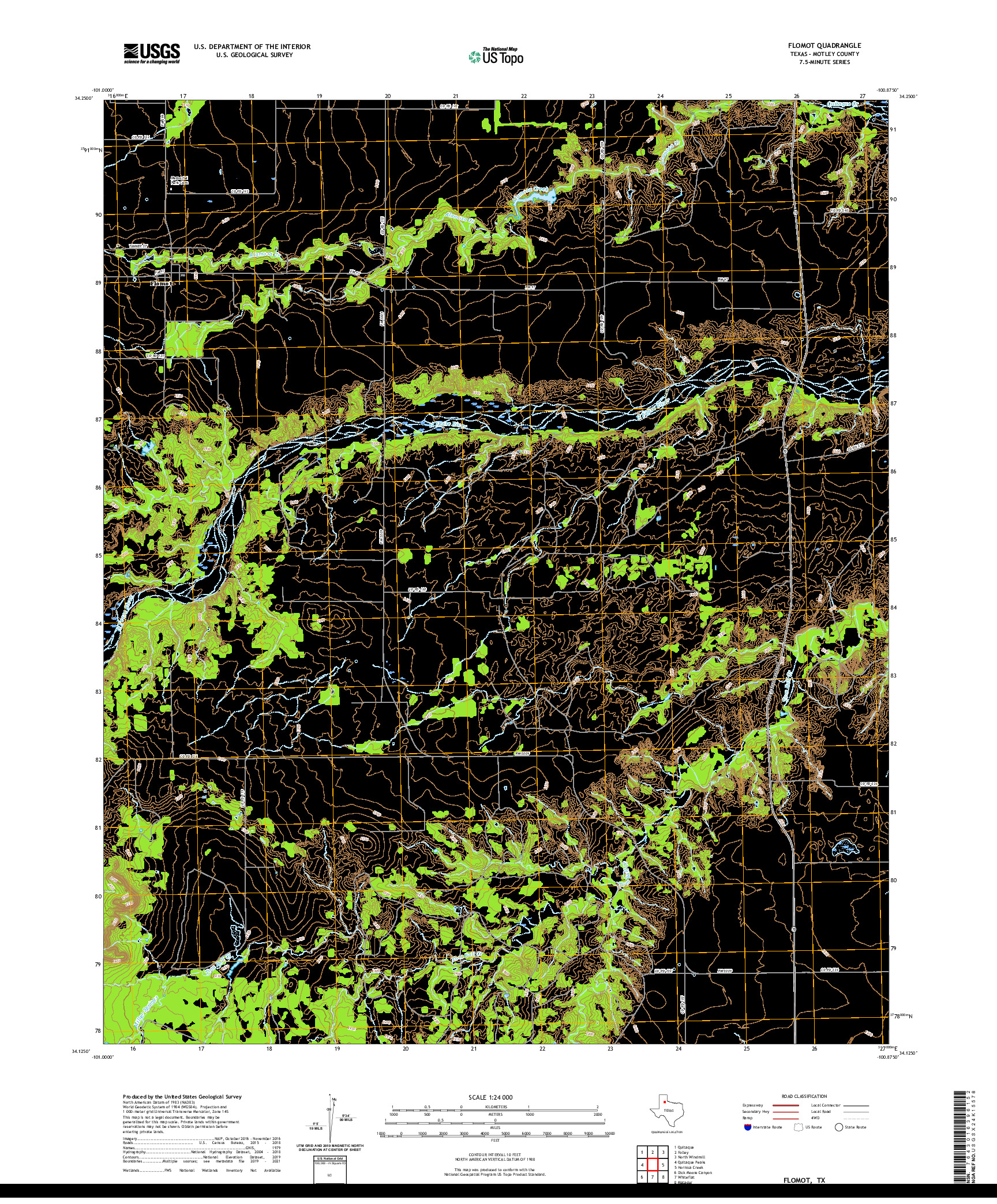 US TOPO 7.5-MINUTE MAP FOR FLOMOT, TX