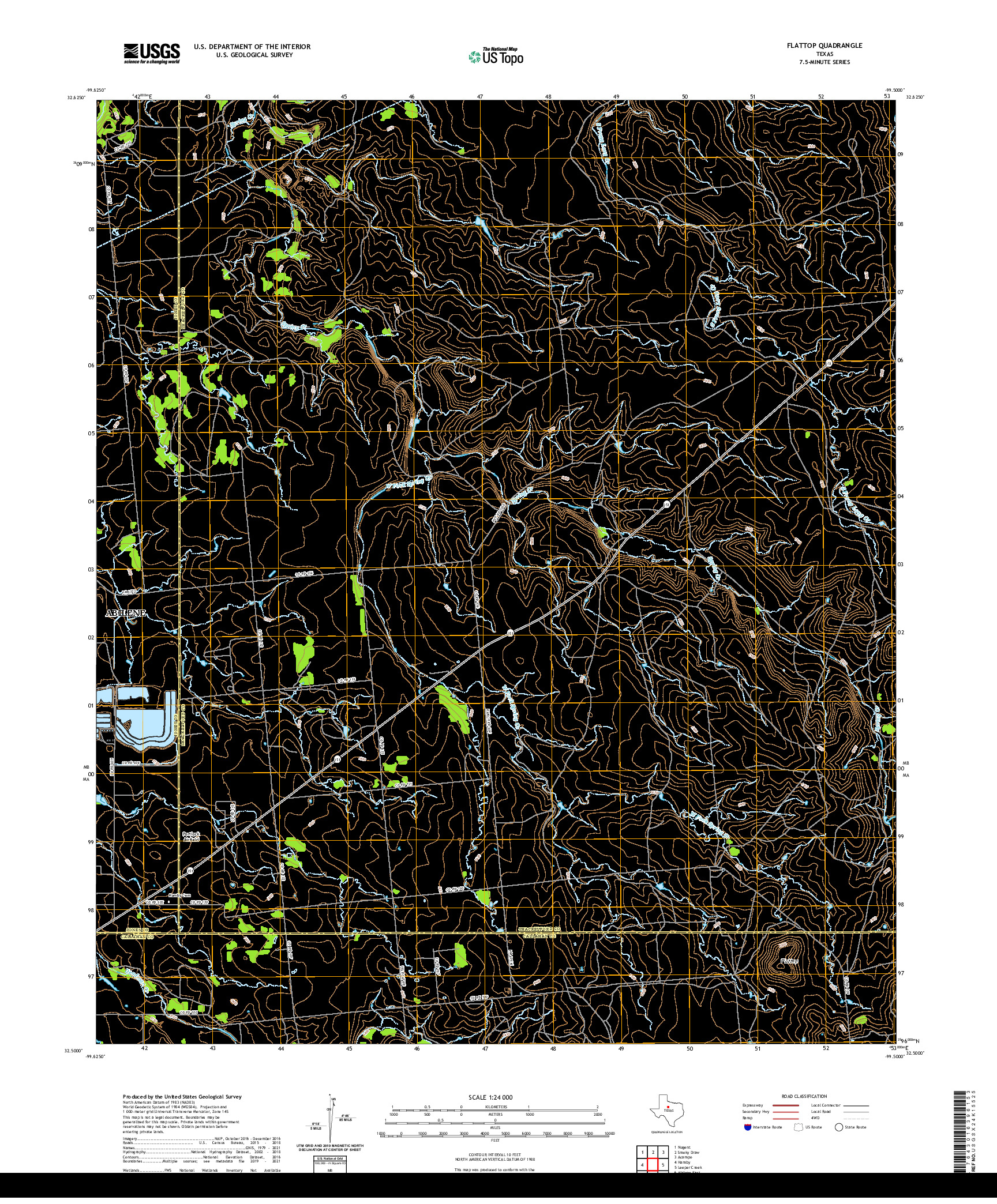 US TOPO 7.5-MINUTE MAP FOR FLATTOP, TX