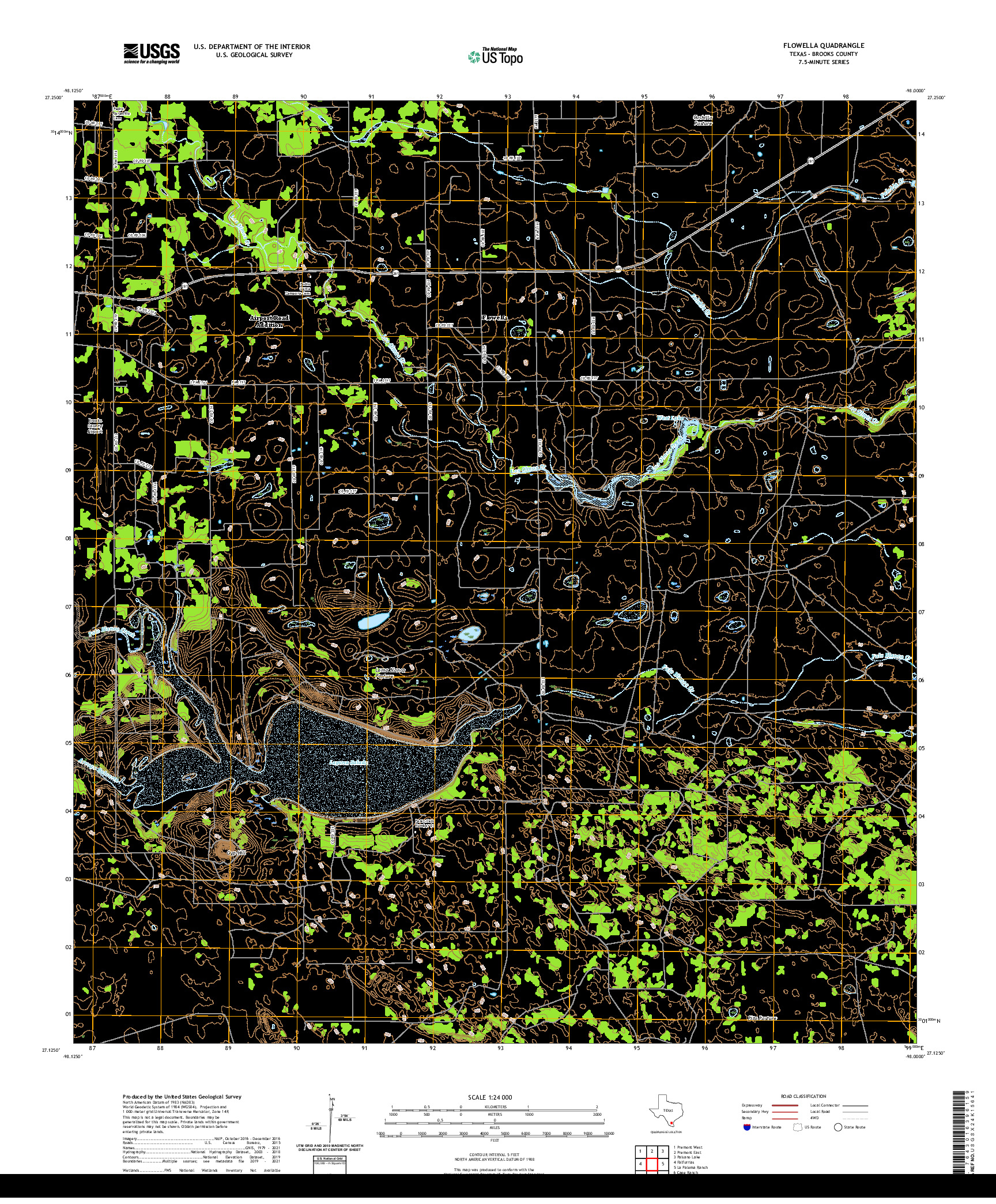 US TOPO 7.5-MINUTE MAP FOR FLOWELLA, TX