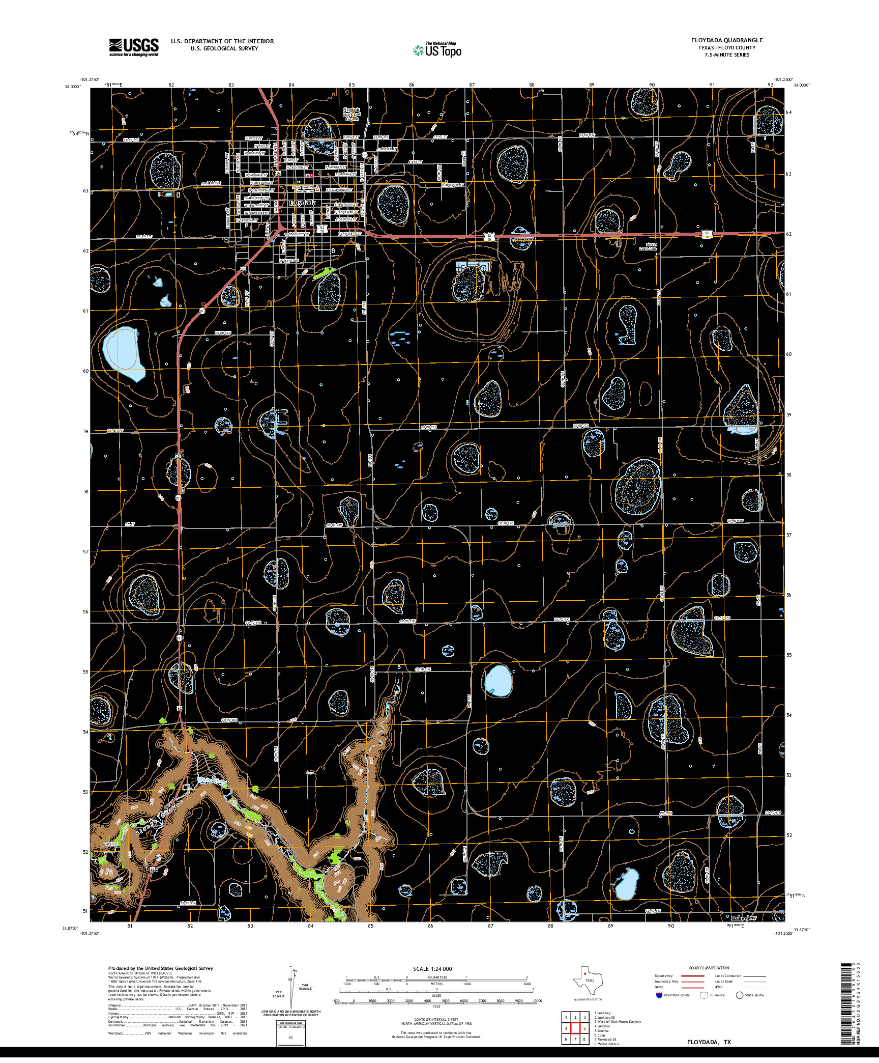 US TOPO 7.5-MINUTE MAP FOR FLOYDADA, TX