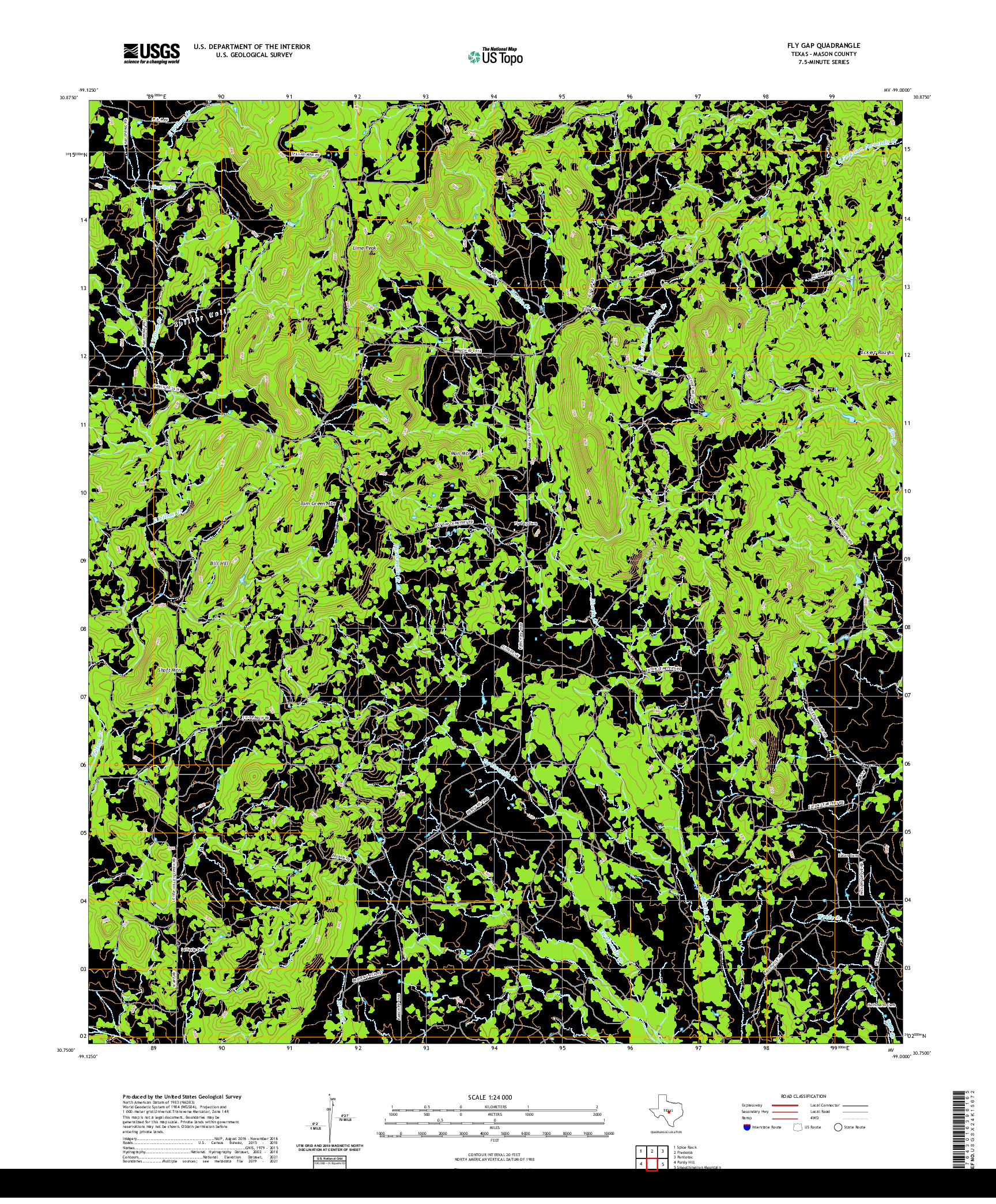 US TOPO 7.5-MINUTE MAP FOR FLY GAP, TX