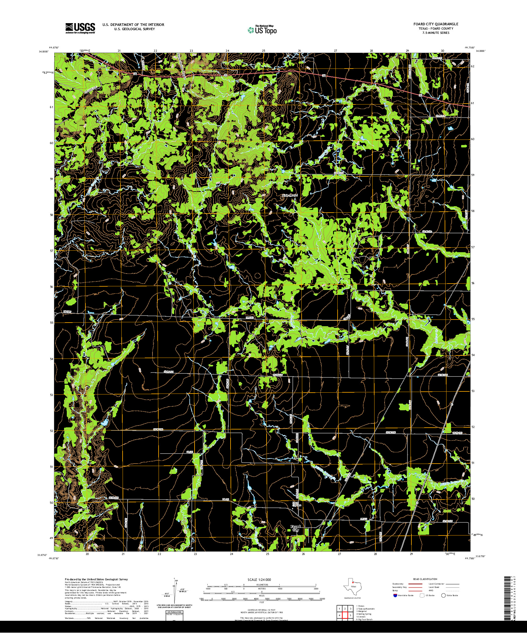 US TOPO 7.5-MINUTE MAP FOR FOARD CITY, TX