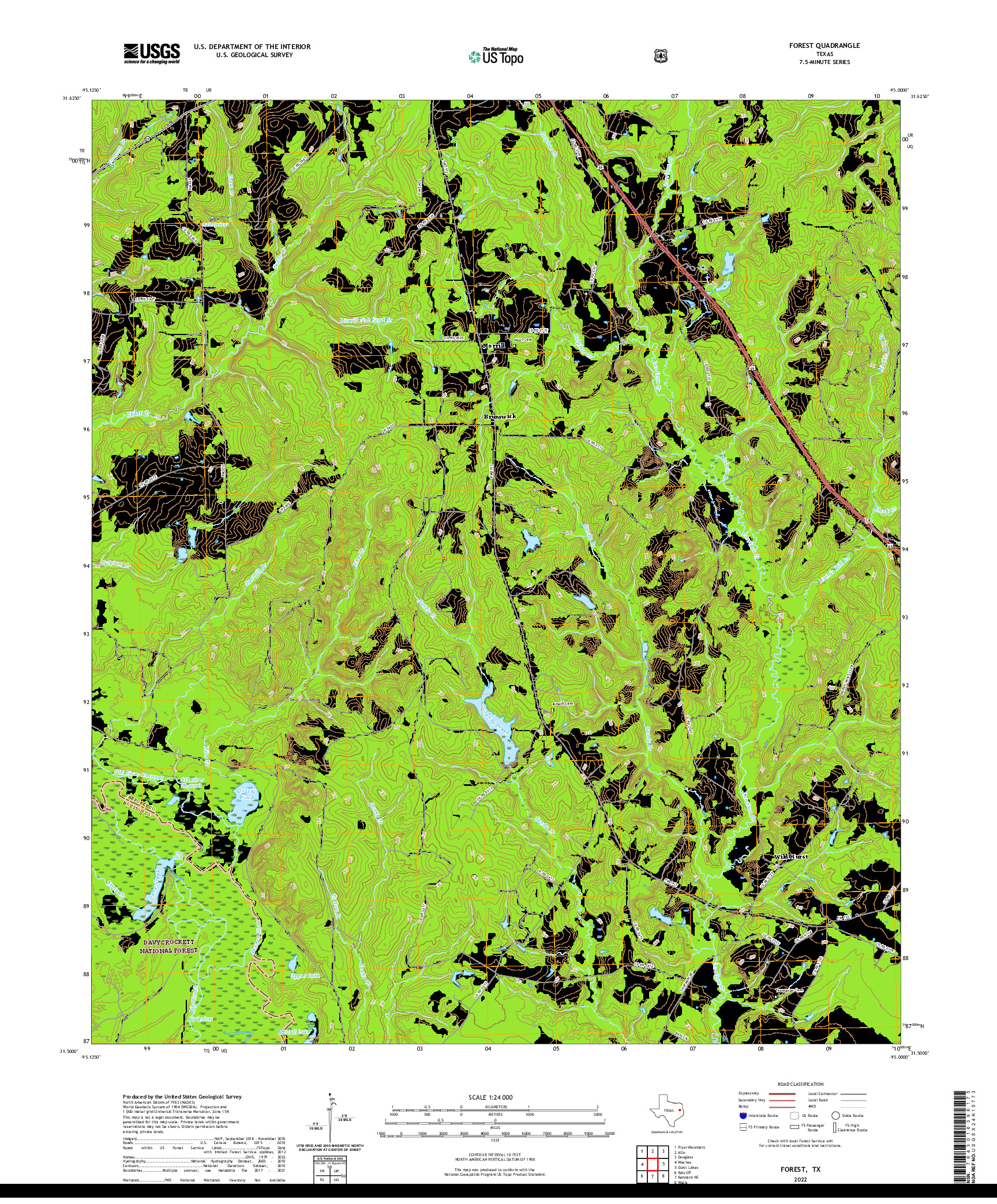 US TOPO 7.5-MINUTE MAP FOR FOREST, TX