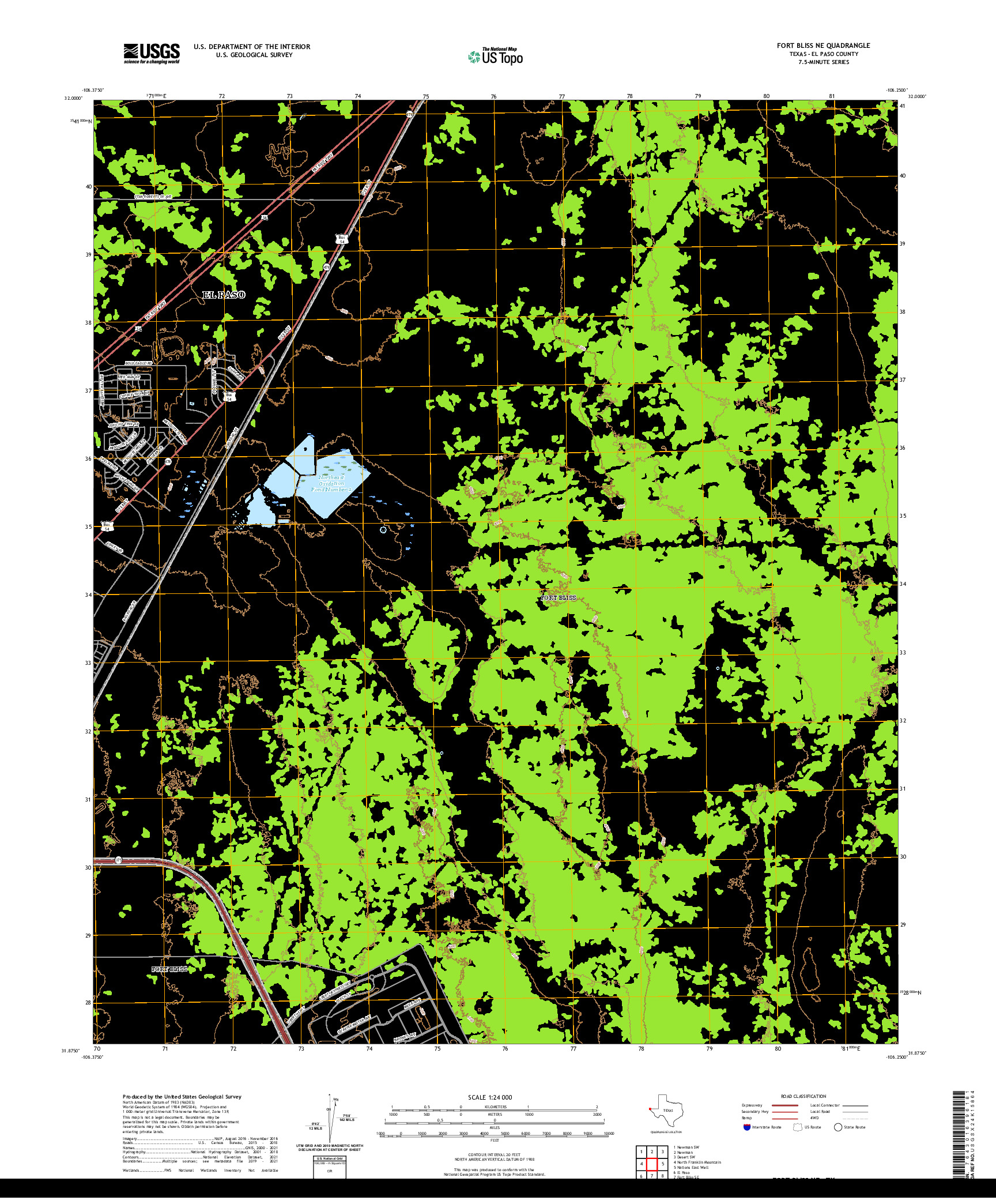 US TOPO 7.5-MINUTE MAP FOR FORT BLISS NE, TX