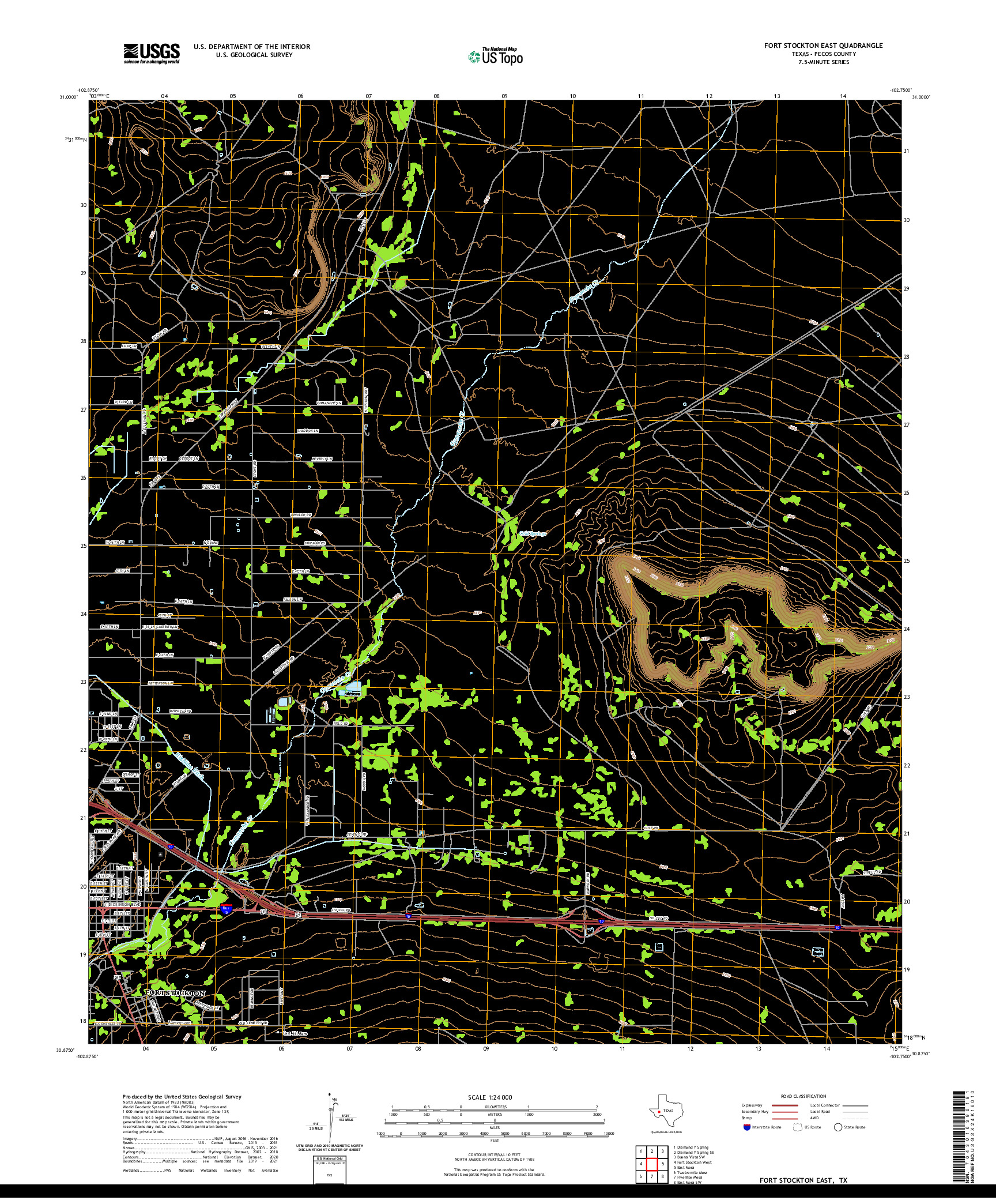 US TOPO 7.5-MINUTE MAP FOR FORT STOCKTON EAST, TX