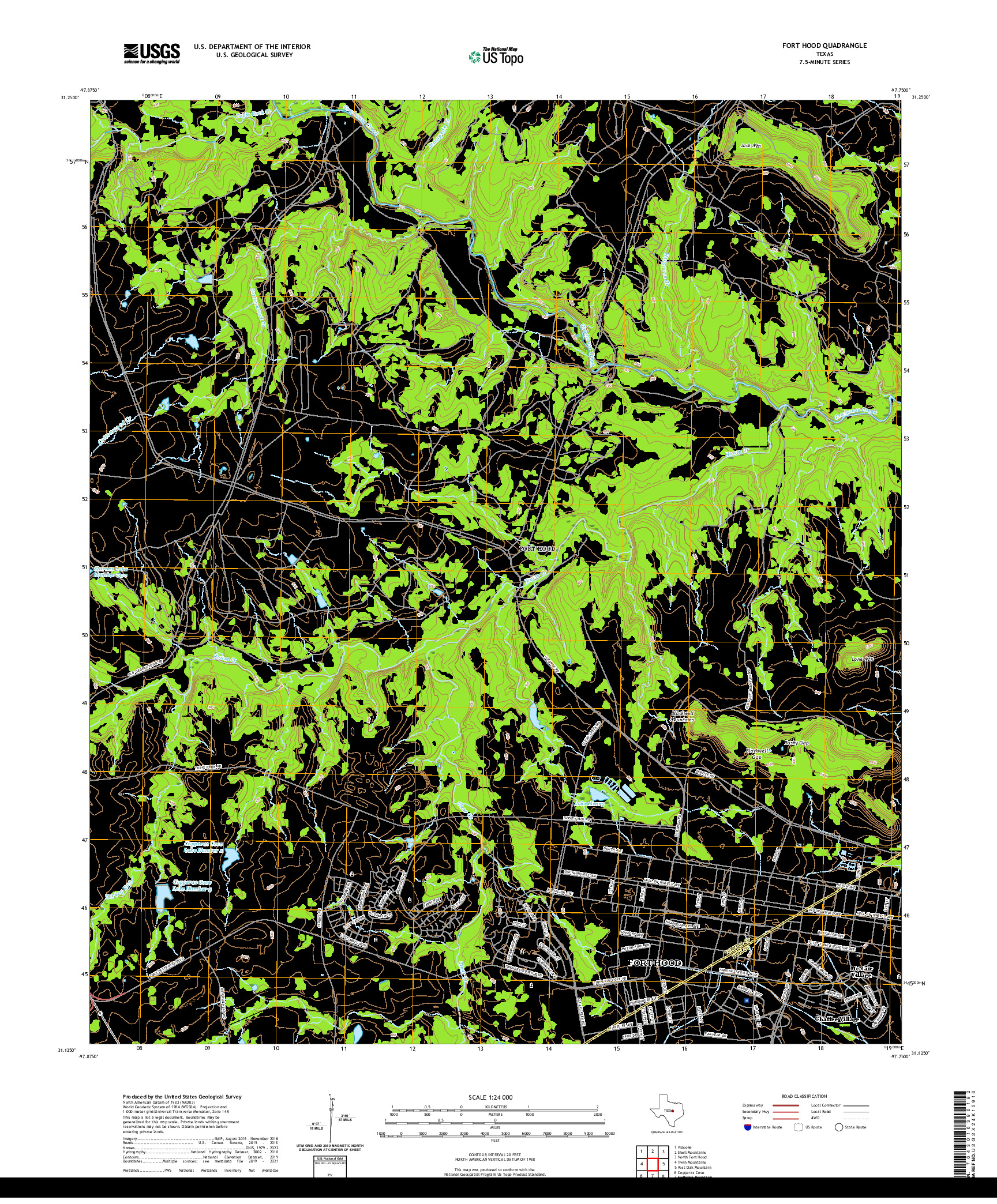 US TOPO 7.5-MINUTE MAP FOR FORT HOOD, TX