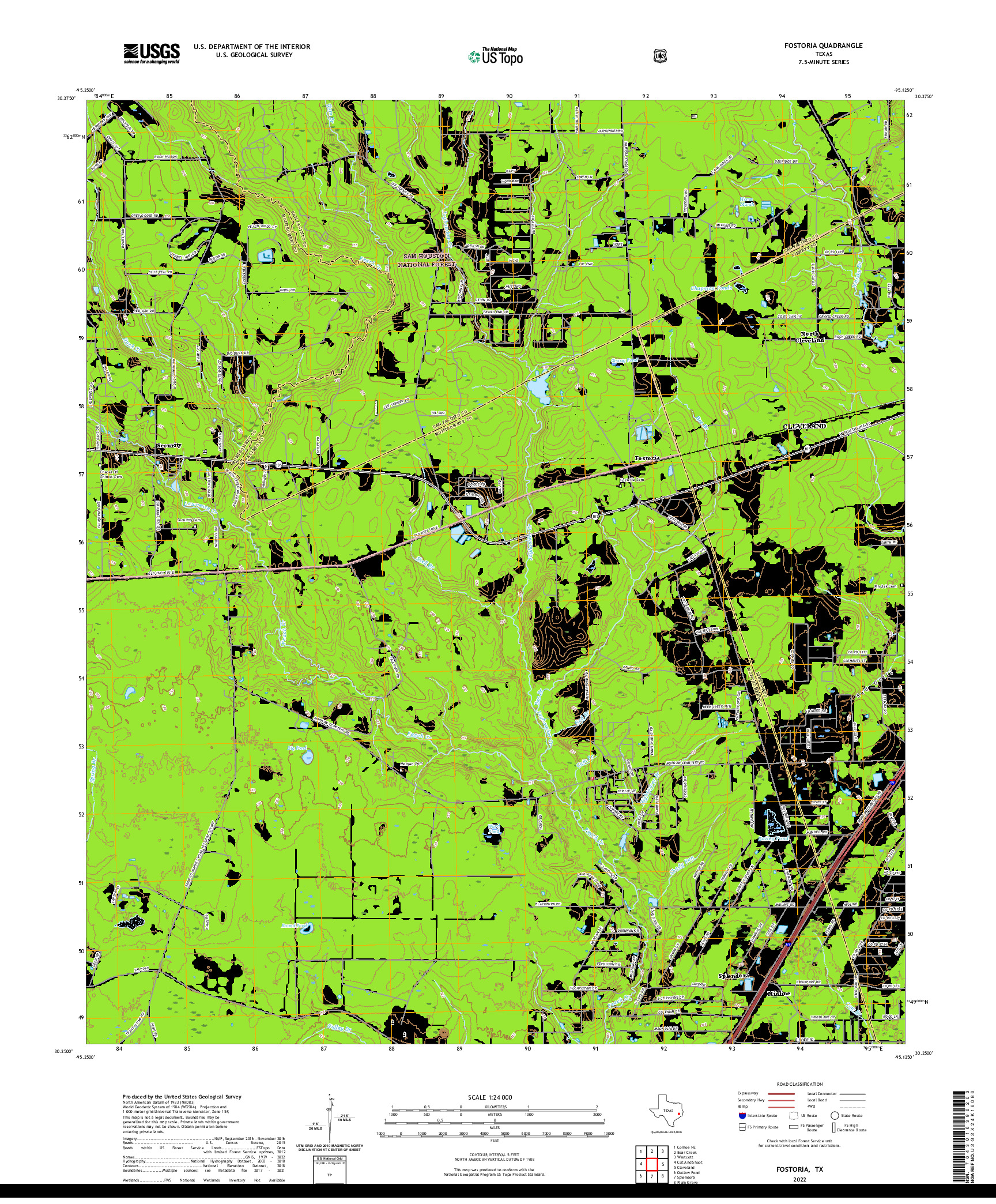 US TOPO 7.5-MINUTE MAP FOR FOSTORIA, TX