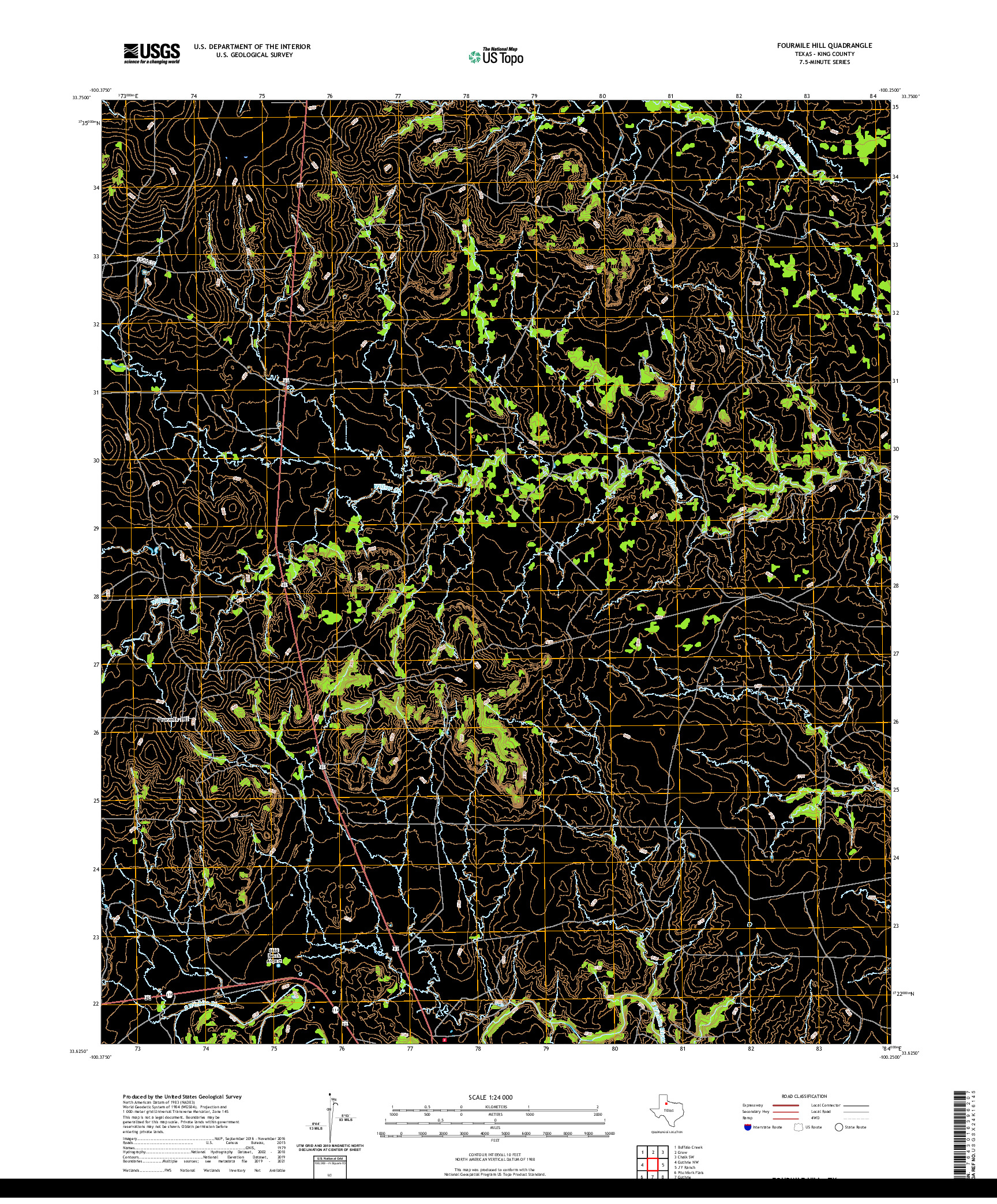 US TOPO 7.5-MINUTE MAP FOR FOURMILE HILL, TX