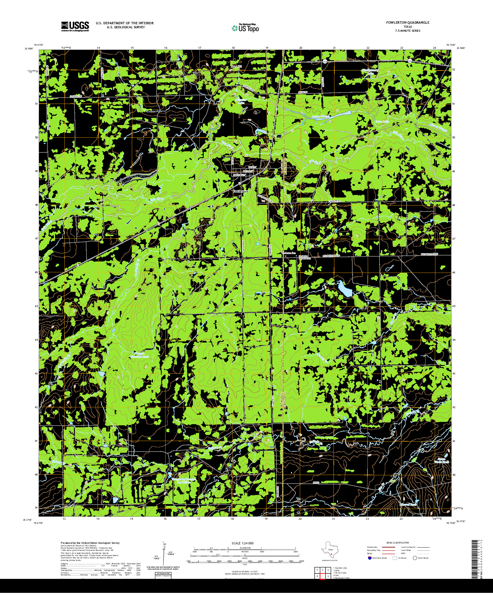 US TOPO 7.5-MINUTE MAP FOR FOWLERTON, TX