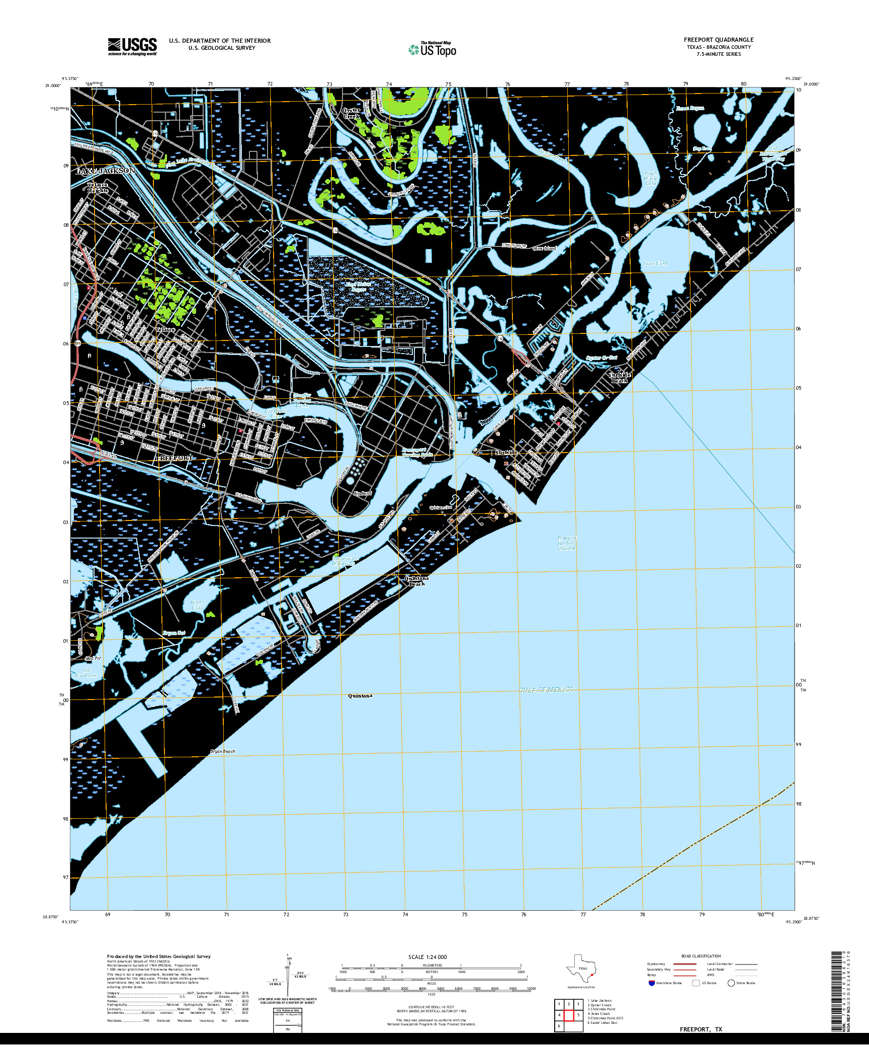 US TOPO 7.5-MINUTE MAP FOR FREEPORT, TX