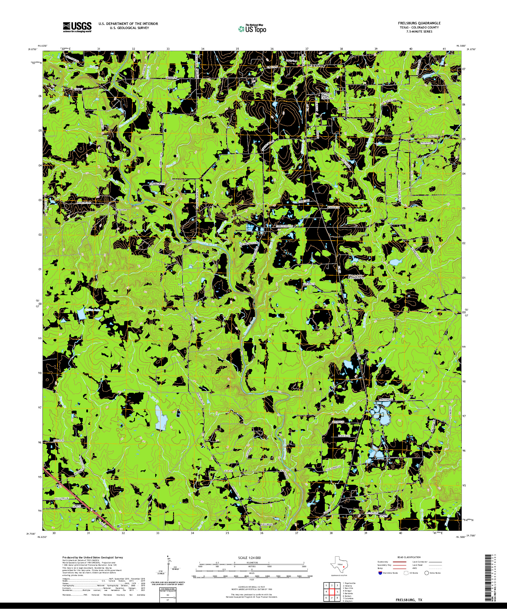 US TOPO 7.5-MINUTE MAP FOR FRELSBURG, TX